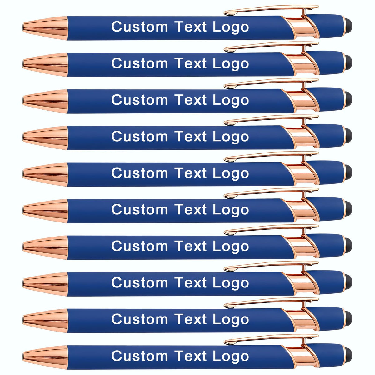 HEYZARDA Personalized Pens Ballpoint with Stylus, Lake Blue, 50 Pcs