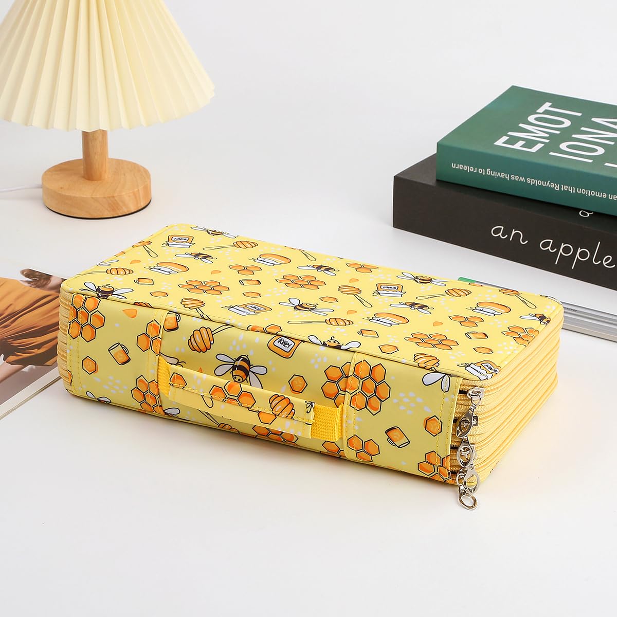 Lbxgap Portable Colored Printing Pattern Pencil Case Holds 300 pcs Pencils Bag Organizer with Handy