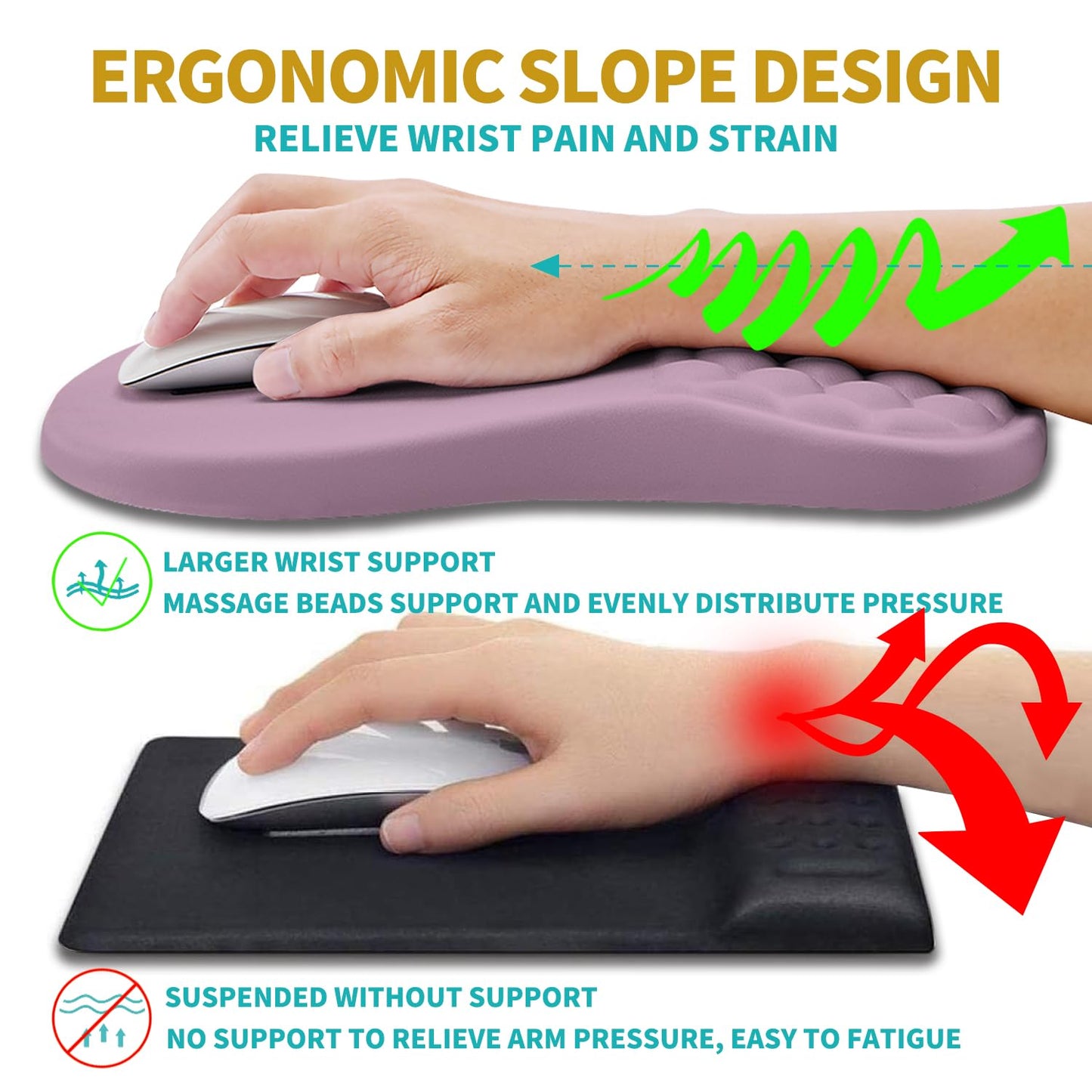 Hokafenle 2 in 1 Ergonomic Mouse Pad Wrist Support & Wrist Rest for Computer Keyboard Set, with