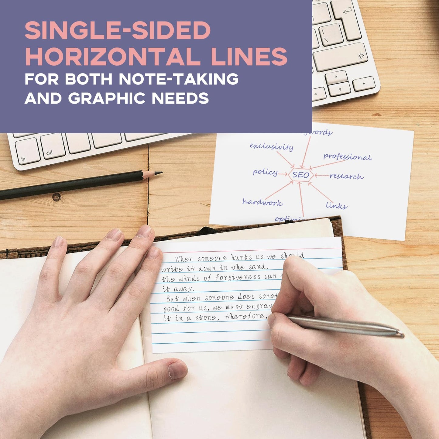 White 5x8 Index Cards Single Sided Ruled 300PCS Goefun