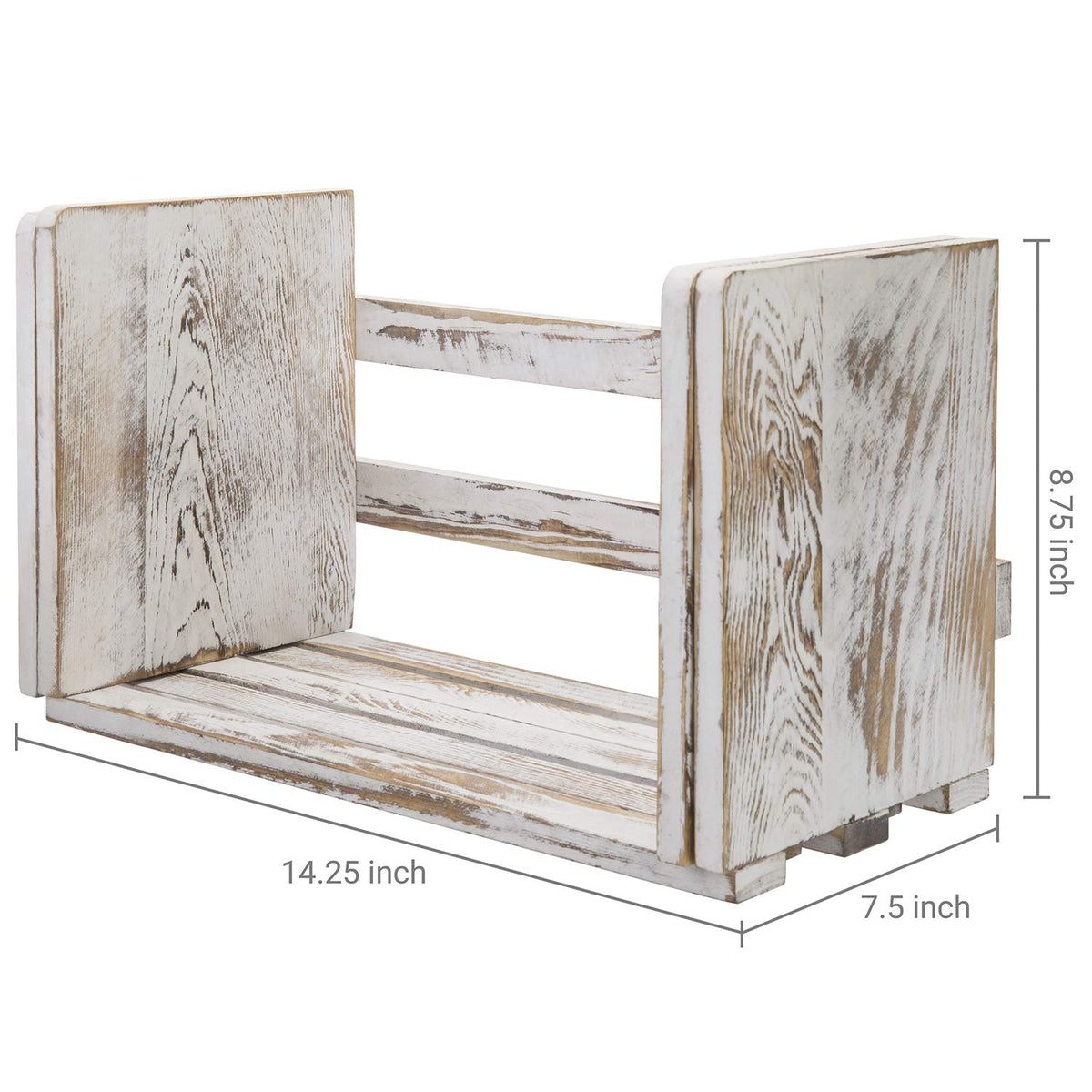 MyGift Rustic Expandable Whitewashed Wood Desktop Bookshelf/Adjustable Tabletop Book Holder