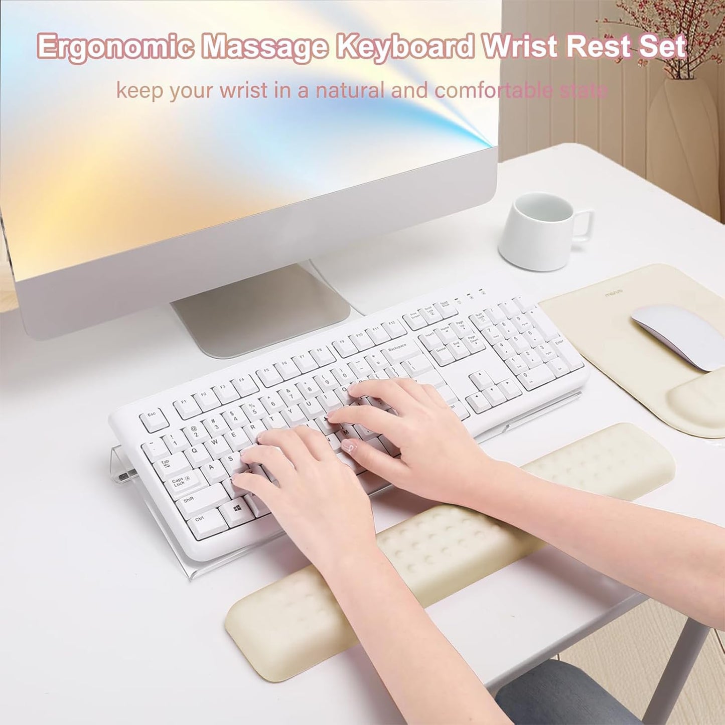 MOSISO Keyboard Stand&Wrist Rest Support for Keyboard &Mouse Pad Set