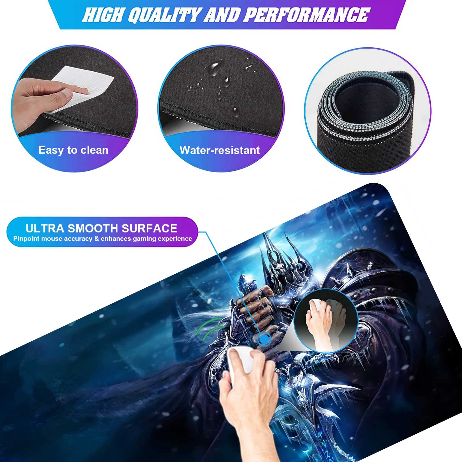 Mouse Pad XXL Lich King,Extra Large Gaming Mousepad Laptop Desk Pad Mat,Non-Slip Rubber