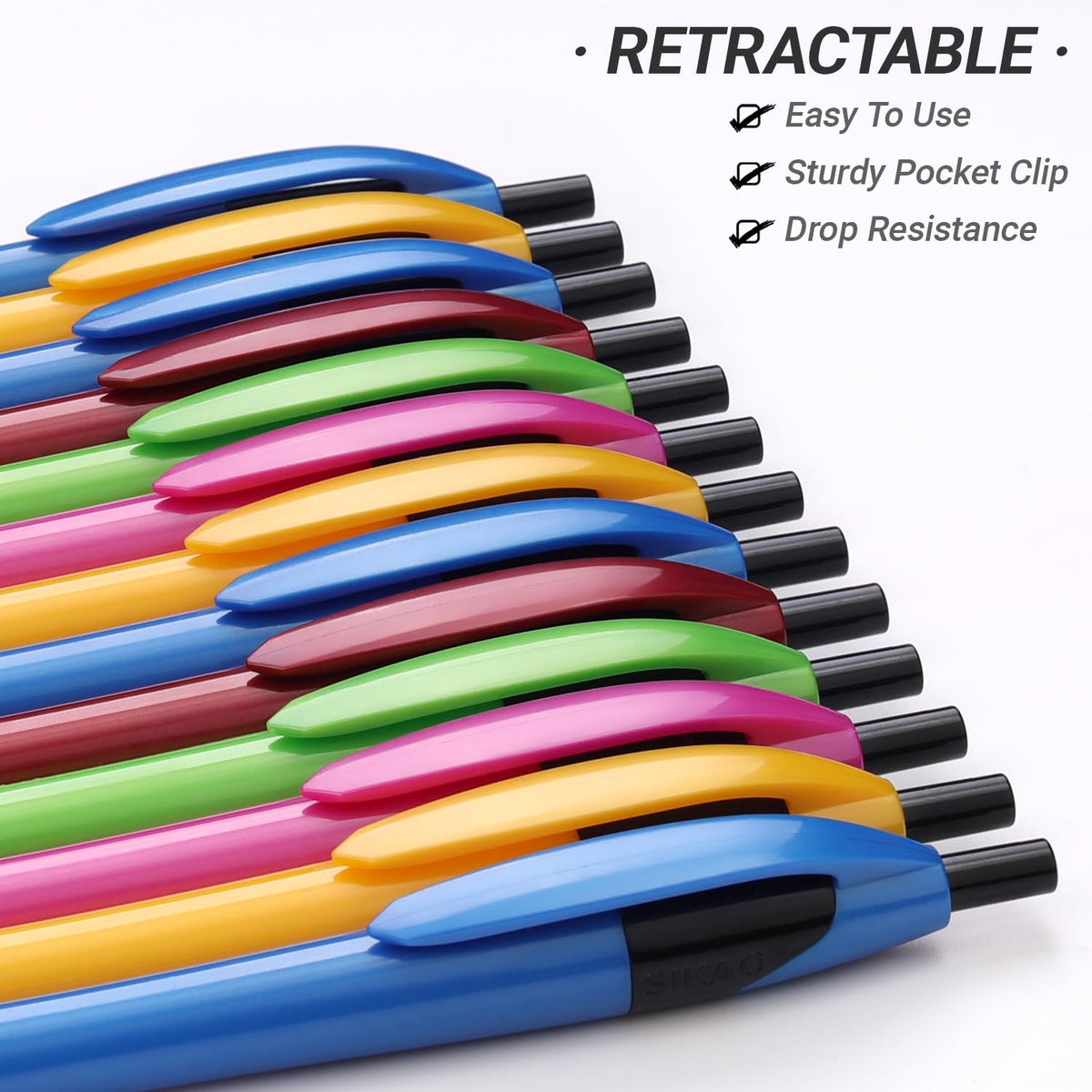 Sikao Pens Bulk, 60 Pack Gripped Slimster Ballpoint Pens Black Ink