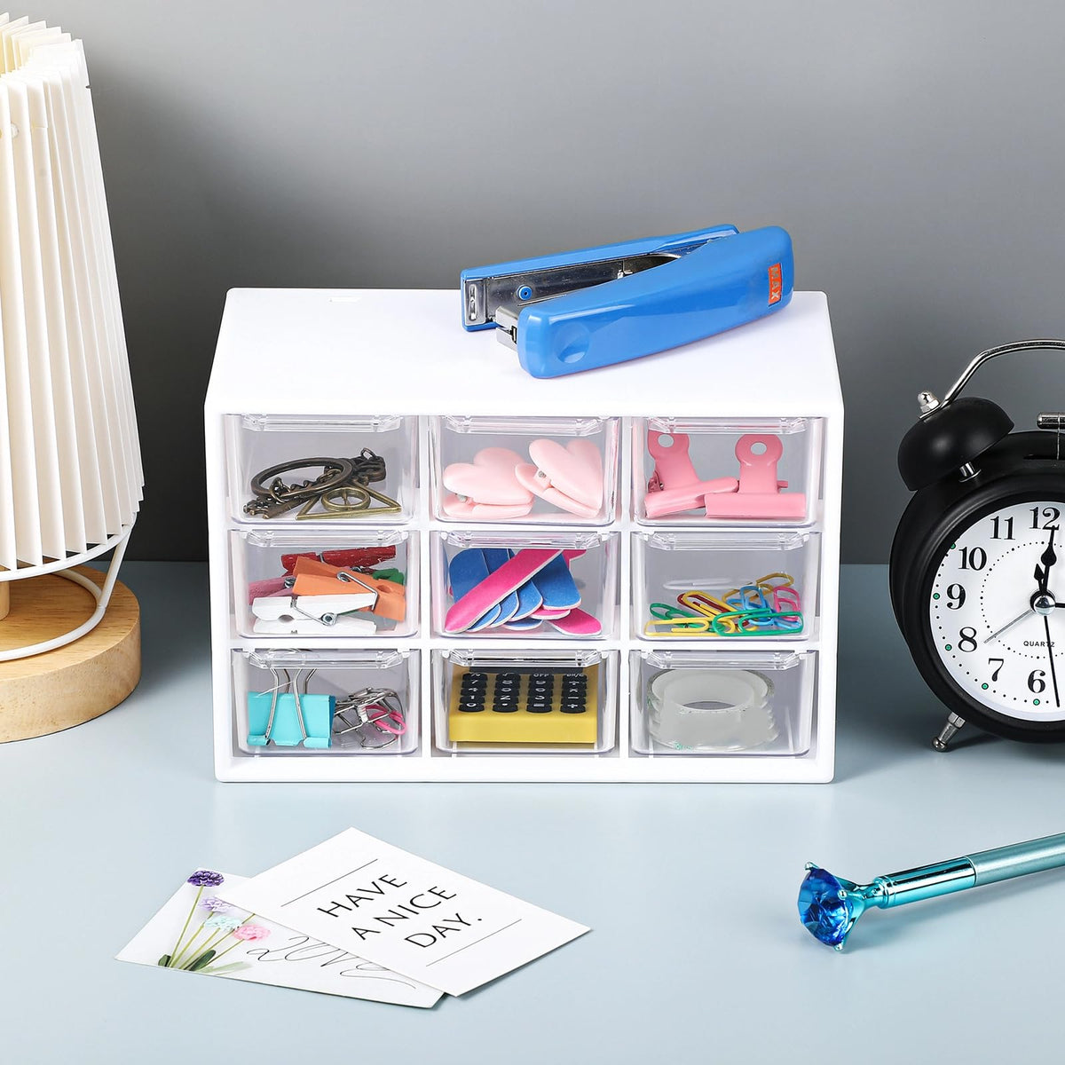 Amyhill 6 Pcs Mini Drawer Organizer Small Organizer with 9 Drawers Plastic Desktop Craft Storage