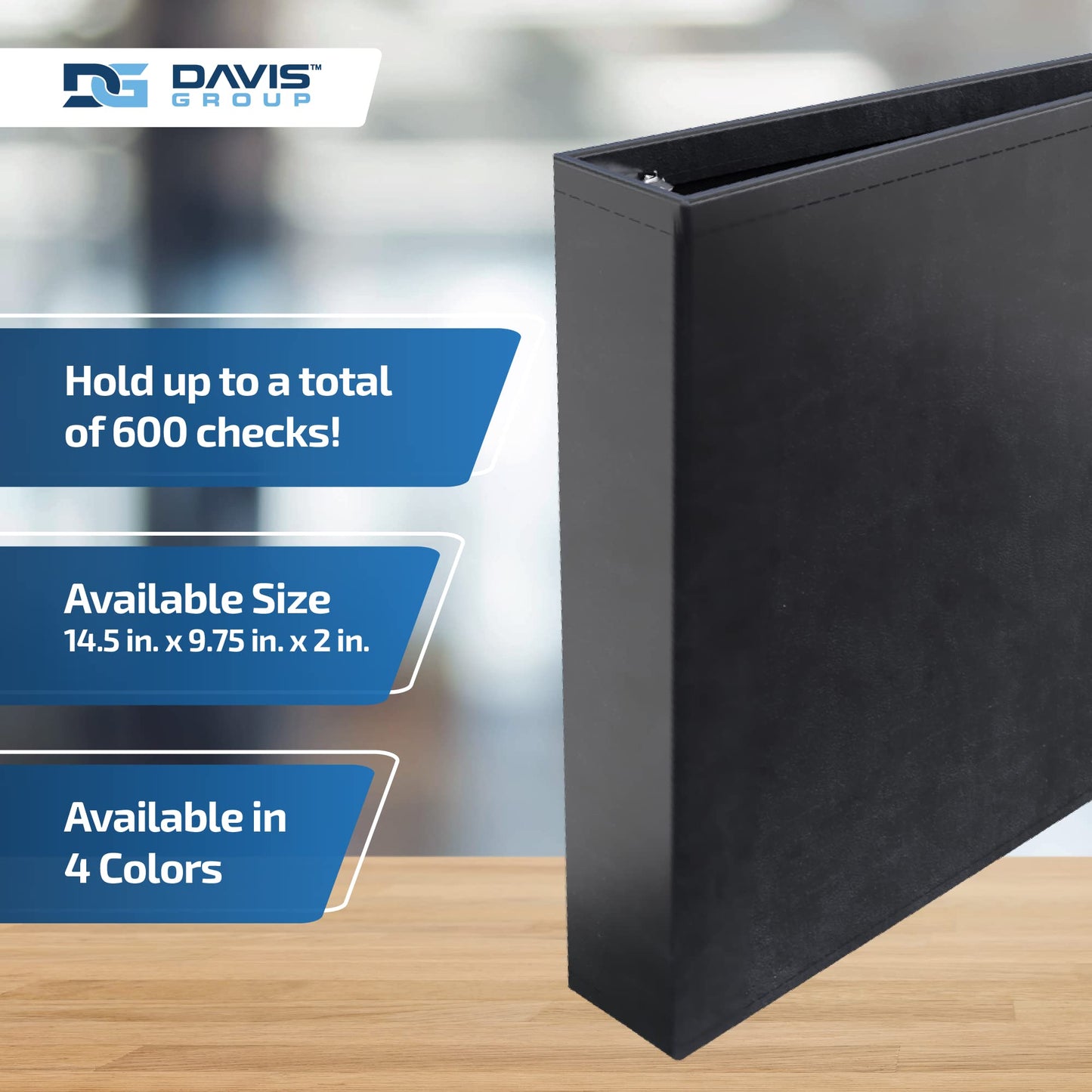 Premium 3UP Business Checkbook Binder, 2" Round Rings, 9.75" x 14.5", Black
