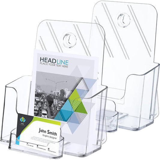 Remerry 4 Set 6.5 Inch Acrylic Brochure Holder with Business Card Pocket