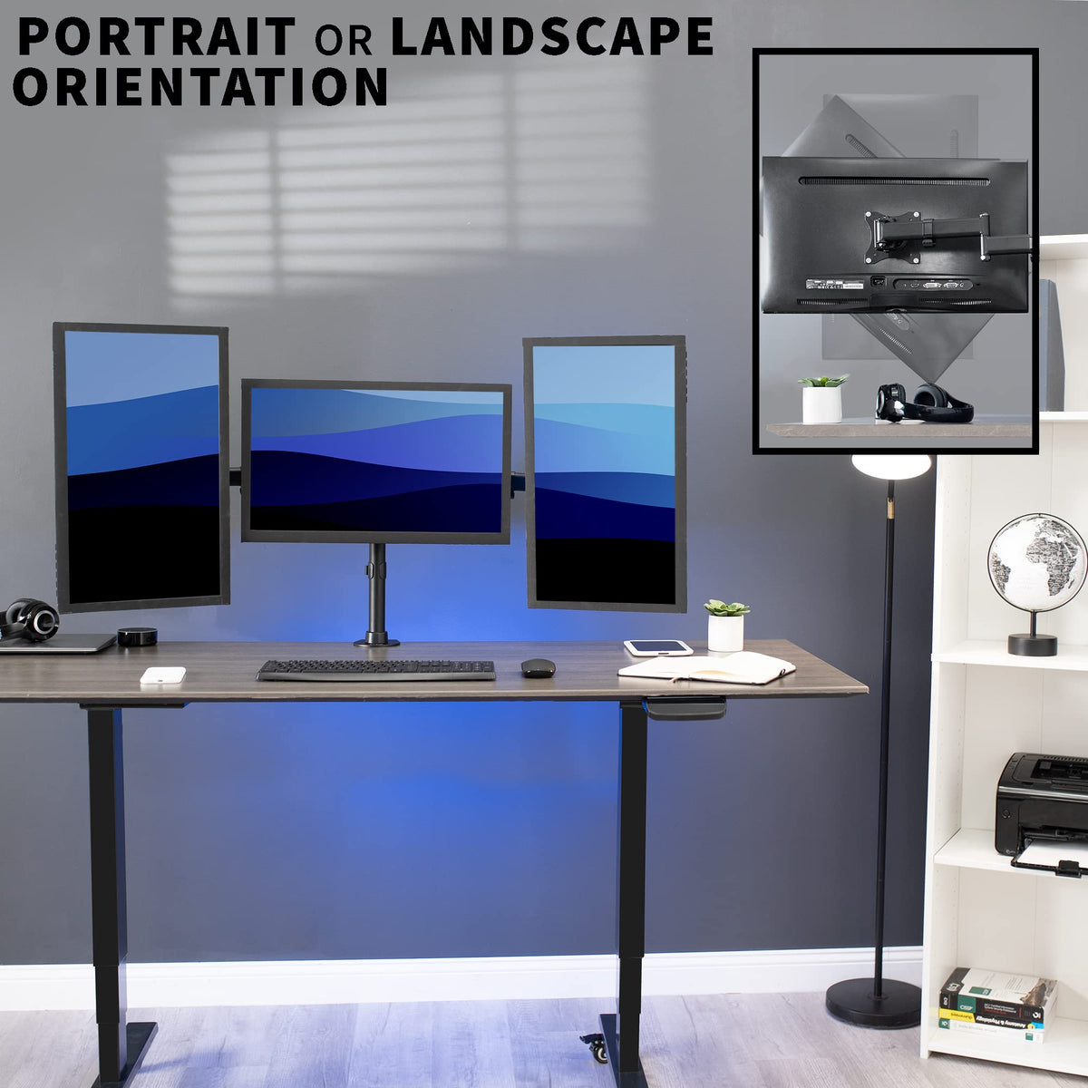 VIVO Triple Monitor Adjustable Heavy Duty Mount, Articulating Stand for 3 LCD Screens up to 24