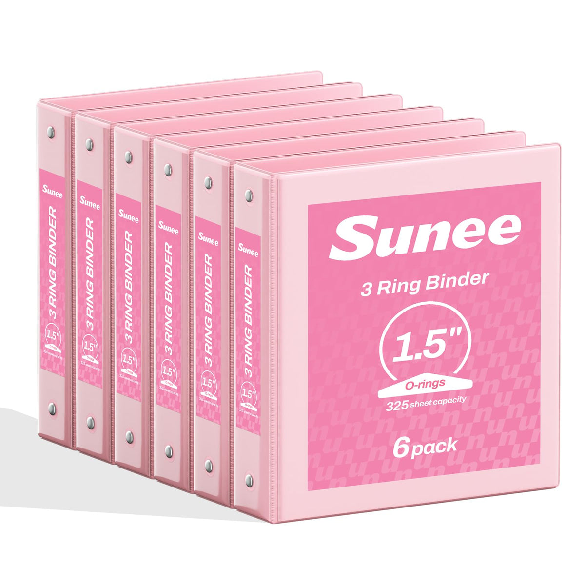 SUNEE 1.5 Inch Binders 3 Ring 6 Pack, Clear View Three Ring 1 1/2 Inch Binders PVC-Free (Fit 8.5x11