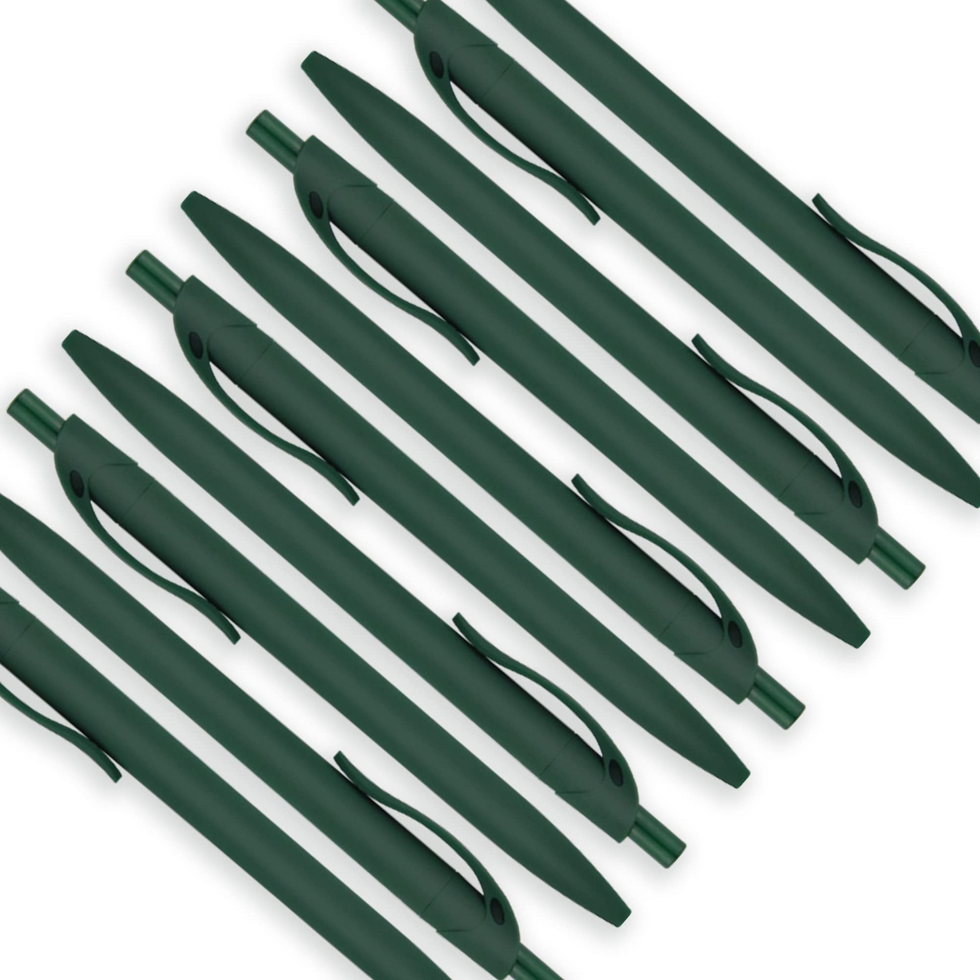 deegtran 100 Pack No Bleed Green Barrel Click Pens, Wholesale Retractable Ballpoint Pens, Medium