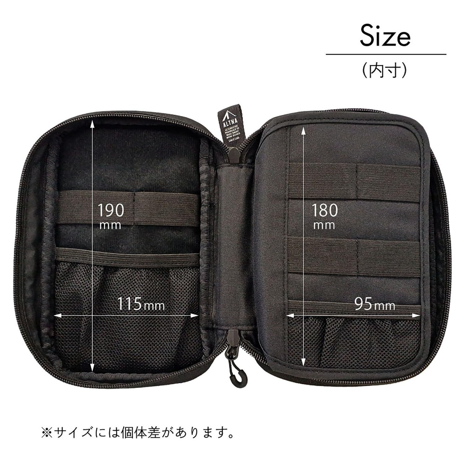 LIHIT LAB Gadget Pouch, Double, 5 x 3.6 x 8.5, Navy Blue (A7765-11)