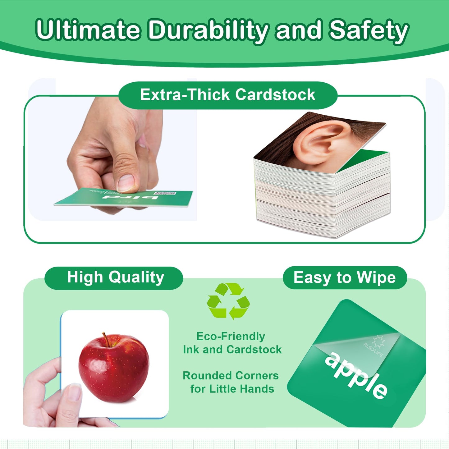ALSOLIFE Thick Baby Flash Cards for Toddlers 1-3 Sight Words Flash Cards for Kindergarten，50 First