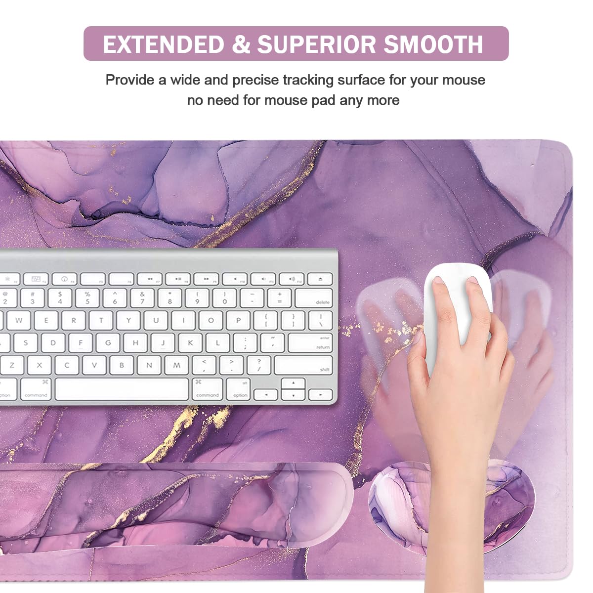 Large Keyboard Mouse Pad Set, Extended Mouse Pad+Keyboard Wrist Rest Support, Memory Foam Ergonomic