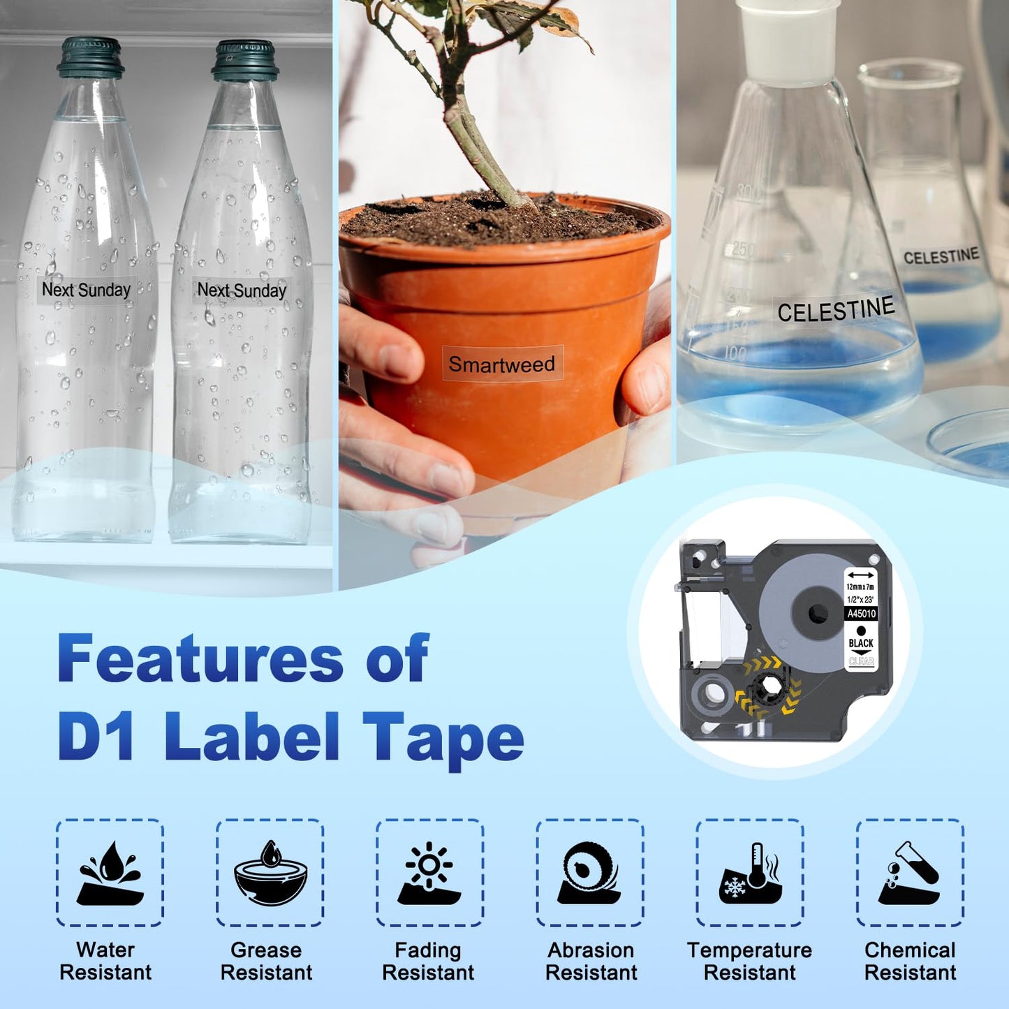 COLORWING Compatible with DYMO D1 Label Tape Black on Clear 45010 a45010