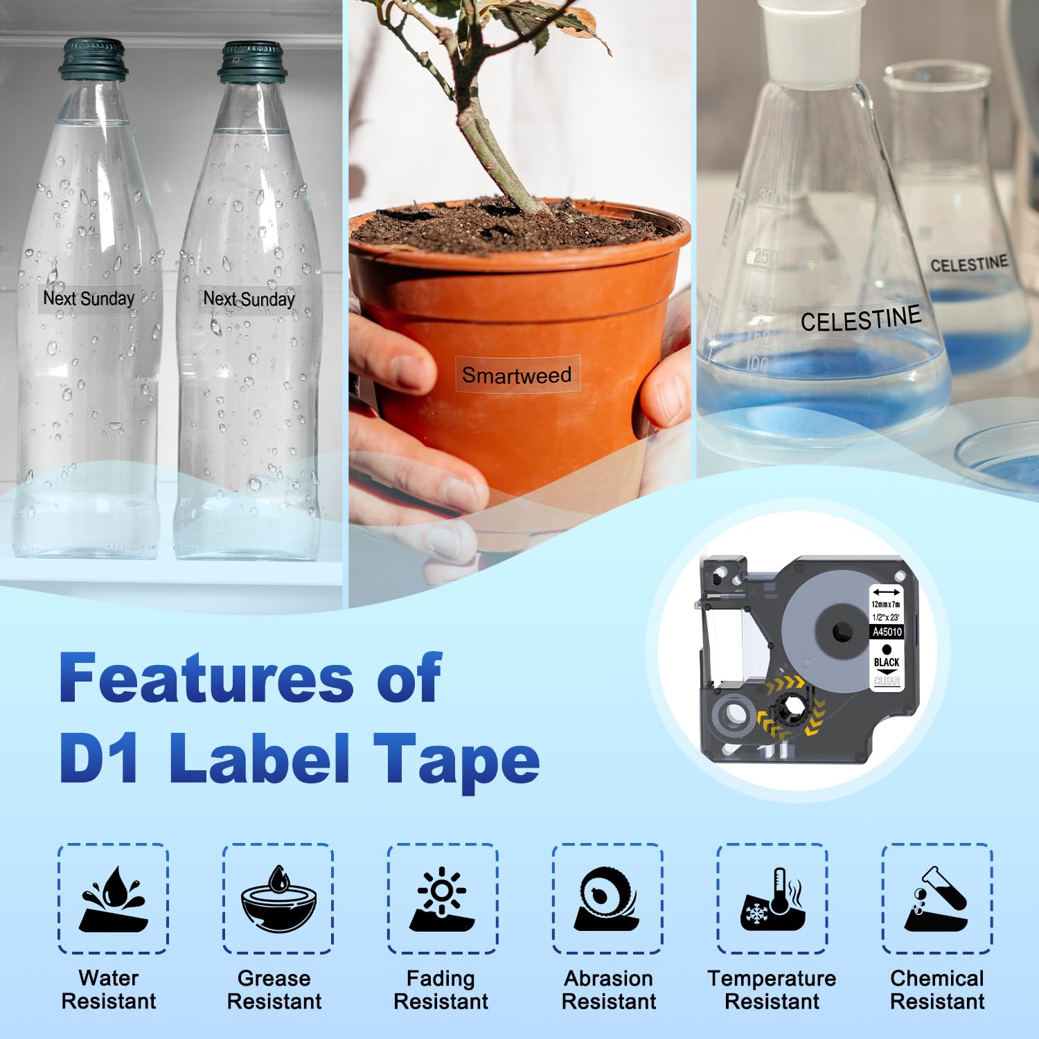 COLORWING Compatible with DYMO D1 Label Tape Black on Clear 45010 a45010