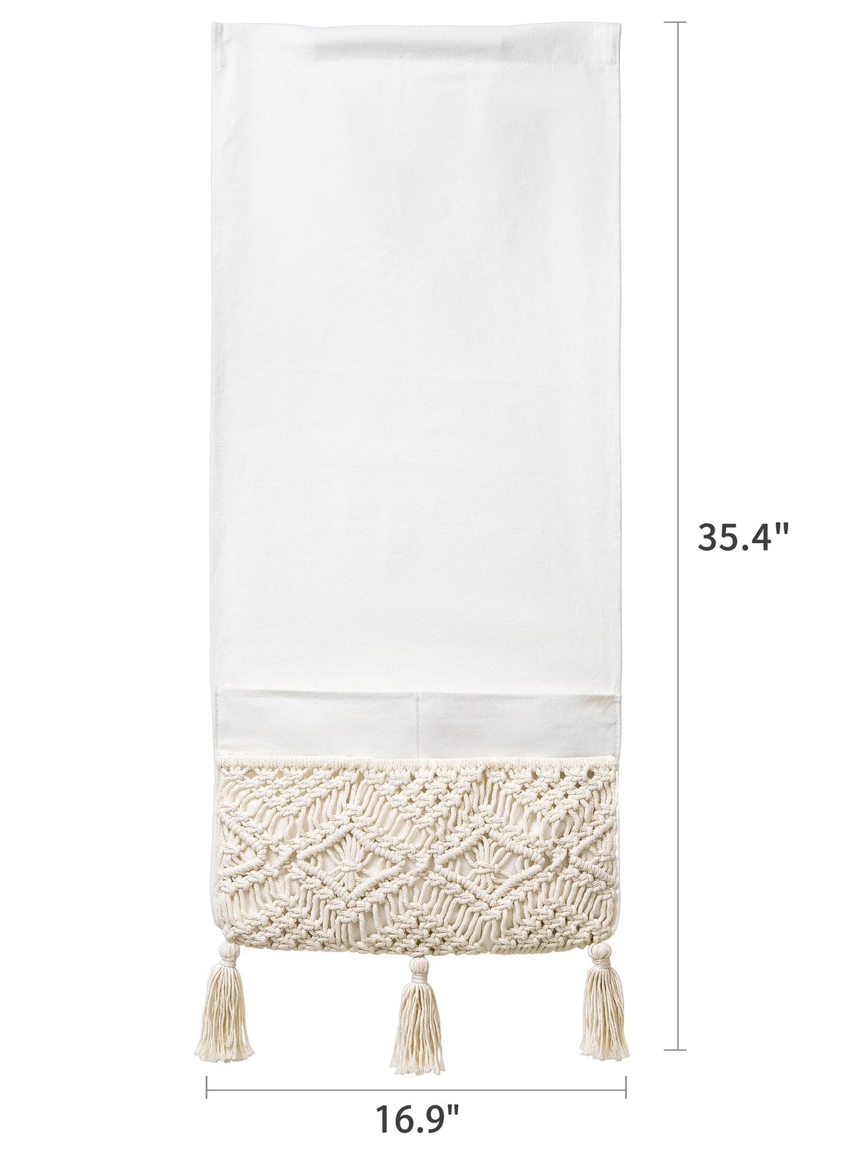 Mkono Macrame Armchair Caddy, Boho Couch Armrest Organizer, 4 Pockets Beige