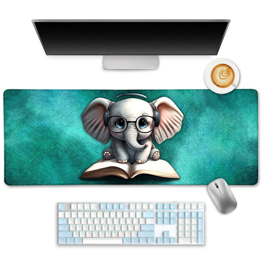 LIMKRIAN Desk Mat, Mouse Pad for Desk Office Decor, 31.5x11.8 in, Elephant