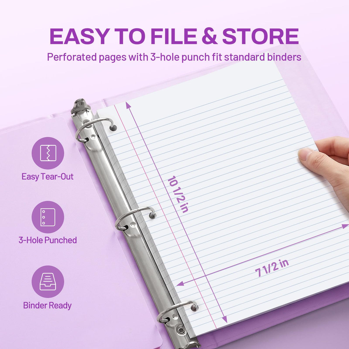SUNEE Spiral Notebook, 1-Subject, College Ruled Paper, 8" x 10-1/2", 100 Sheets per Notebook