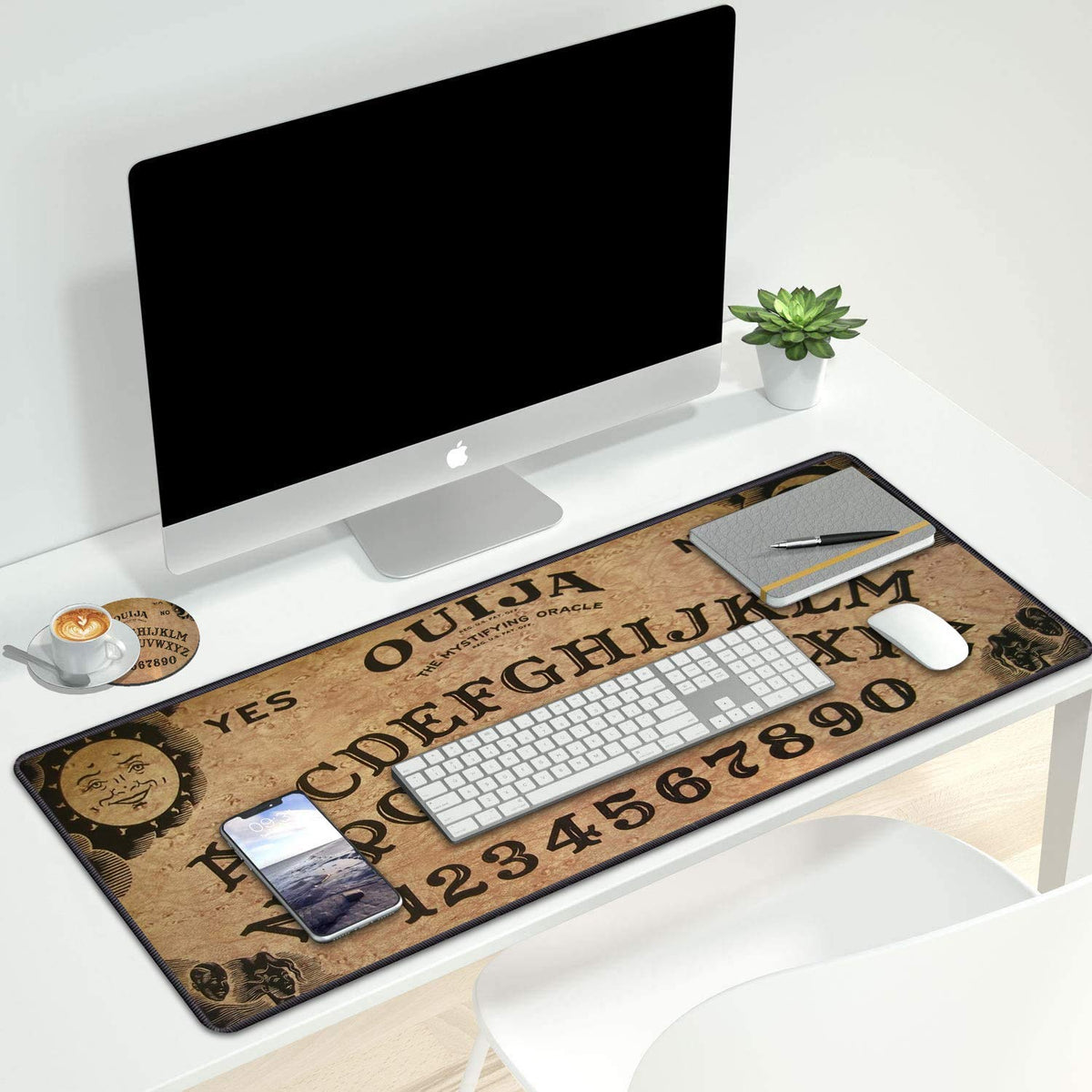 Luasao Desk Pad Mat Gaming Mouse Pads with Coasters Set, Stitched Edges Design Mouse Pad XXL Large