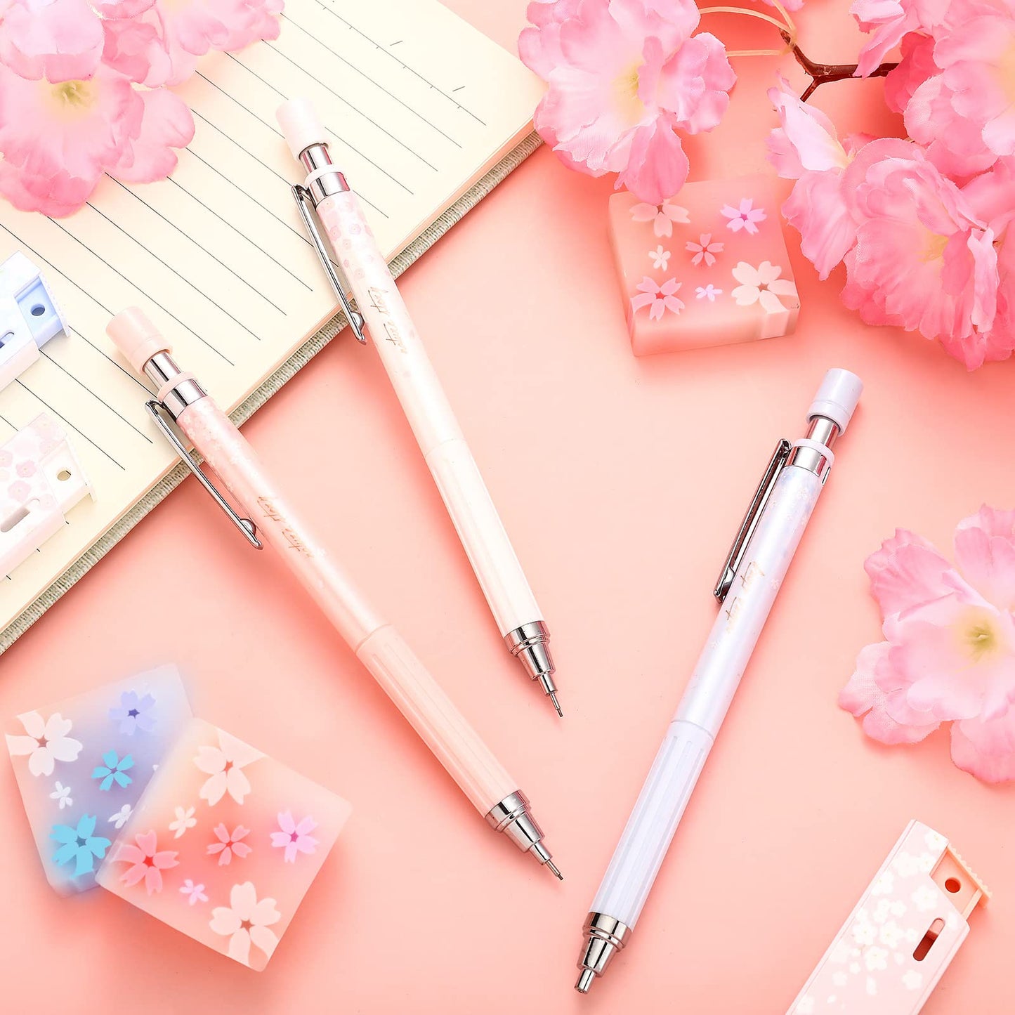 Chinco 15 Pcs Mechanical Pencils Set with Lead Refills and Erasers, 0.5 mm