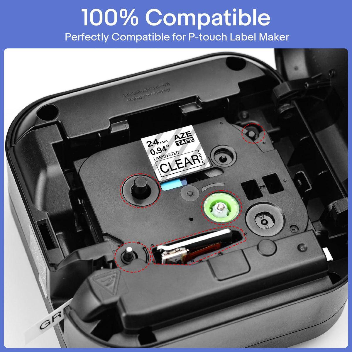 GREENCYCLE Compatible for Brother P-Touch TZe-151 TZe151 AZE Tape 24mm 0.94 Inch 1" Black on Clear