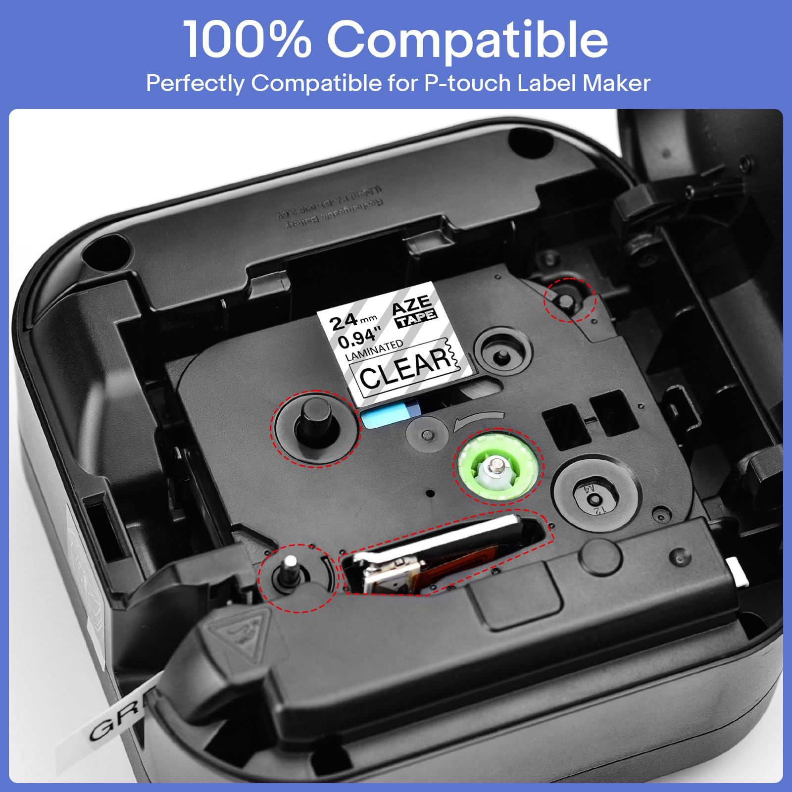 GREENCYCLE Compatible for Brother P-Touch TZe-151 TZe151 AZE Tape 24mm 0.94 Inch 1" Black on Clear
