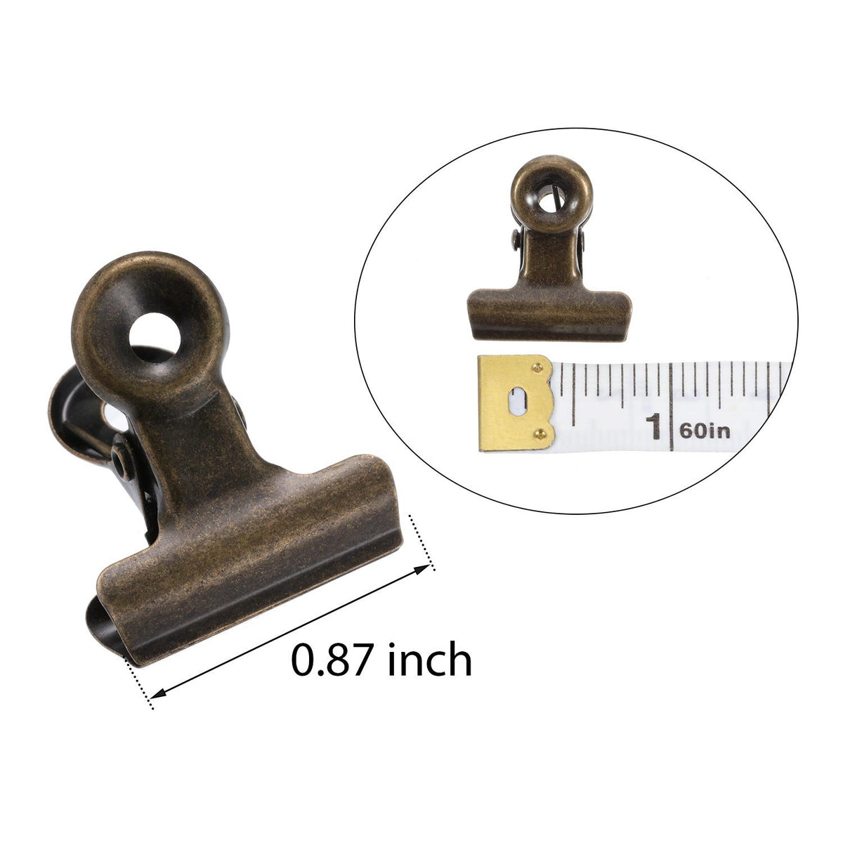 Boao 100 Pcs Cyan Bronze Metal Binder Clips Small for Photos Papers Artwork