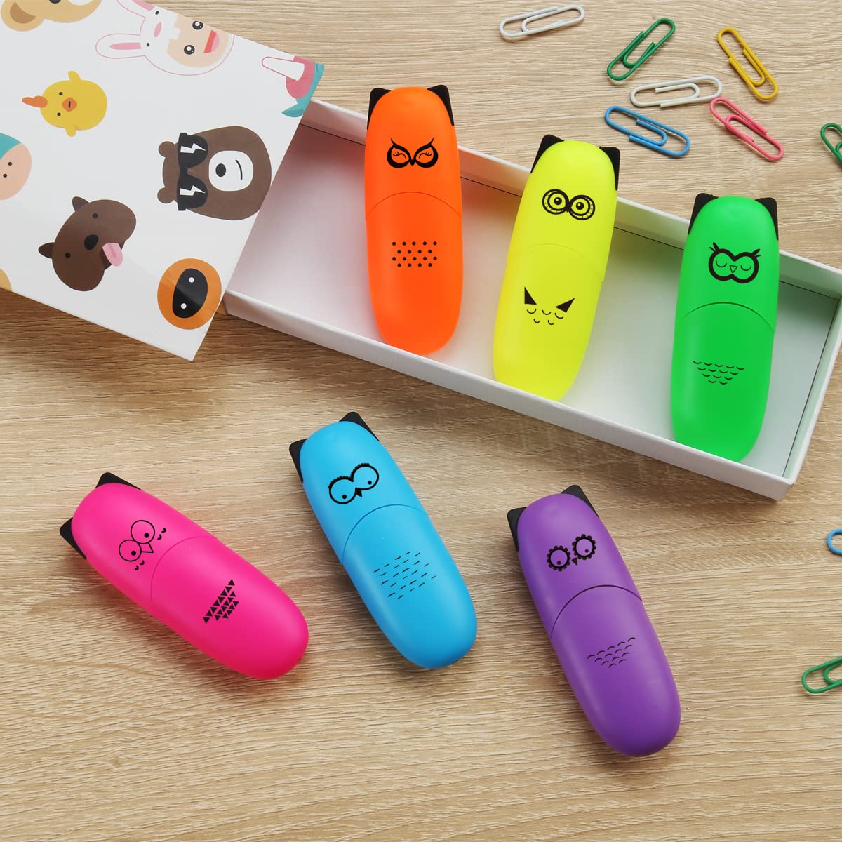 enlegend 12 pieces Cute Animal Design Vet Tech Week Gifts Mini Highlighter Pen Assorted Colors