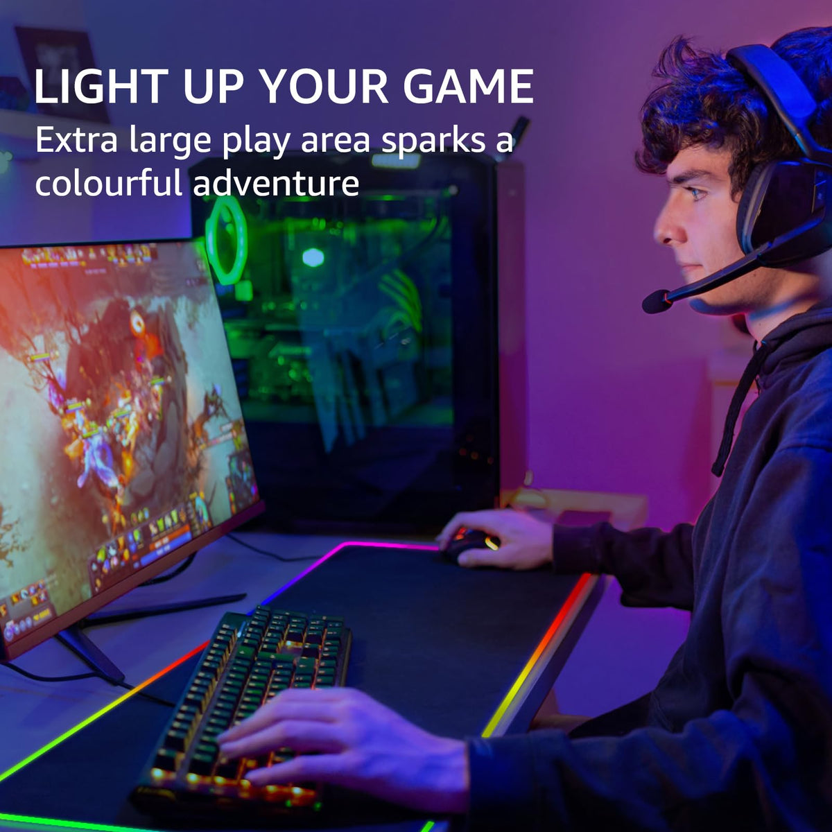 KTRIO RGB Large Gaming Mouse Pad, 31.5 x 11.8 in, RGB Black, XL