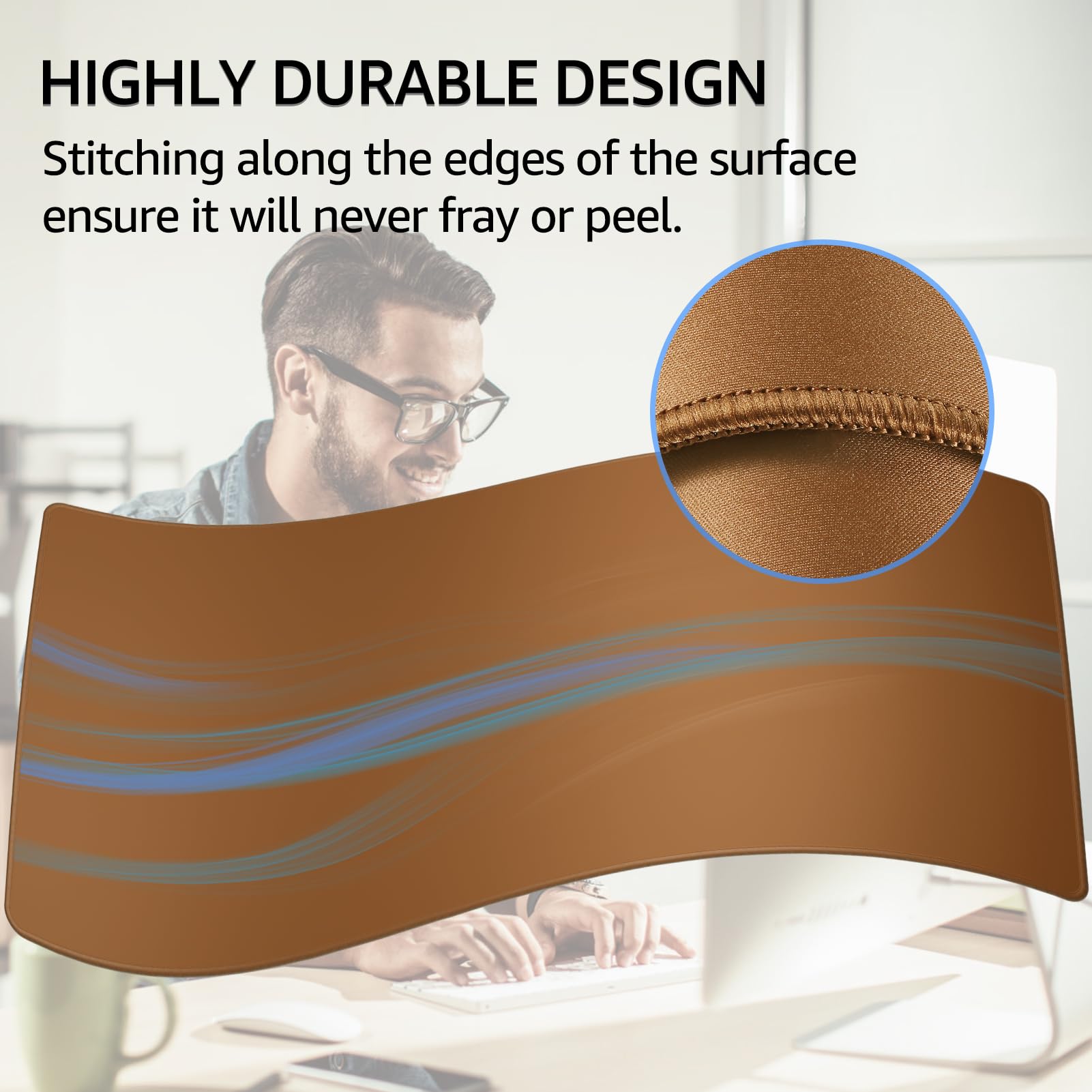 KTRIO Large Gaming Mouse Pad, Desk Mat, 31.5 x 15.7 in, Coffee Brown, XXL