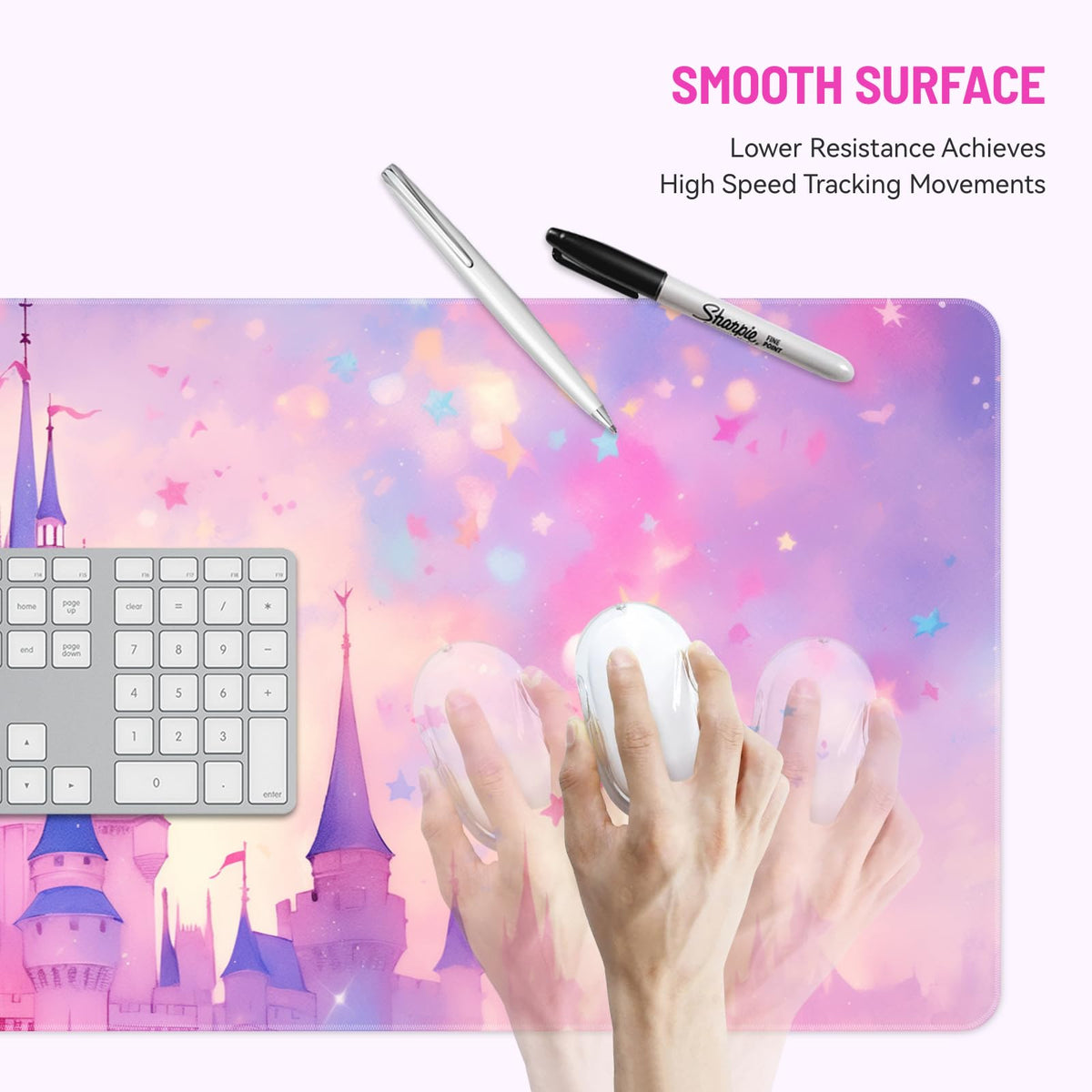 Stanoha Cute Desk Mat for Keyboard Desktop Extra Large Mouse Pad, Castle
