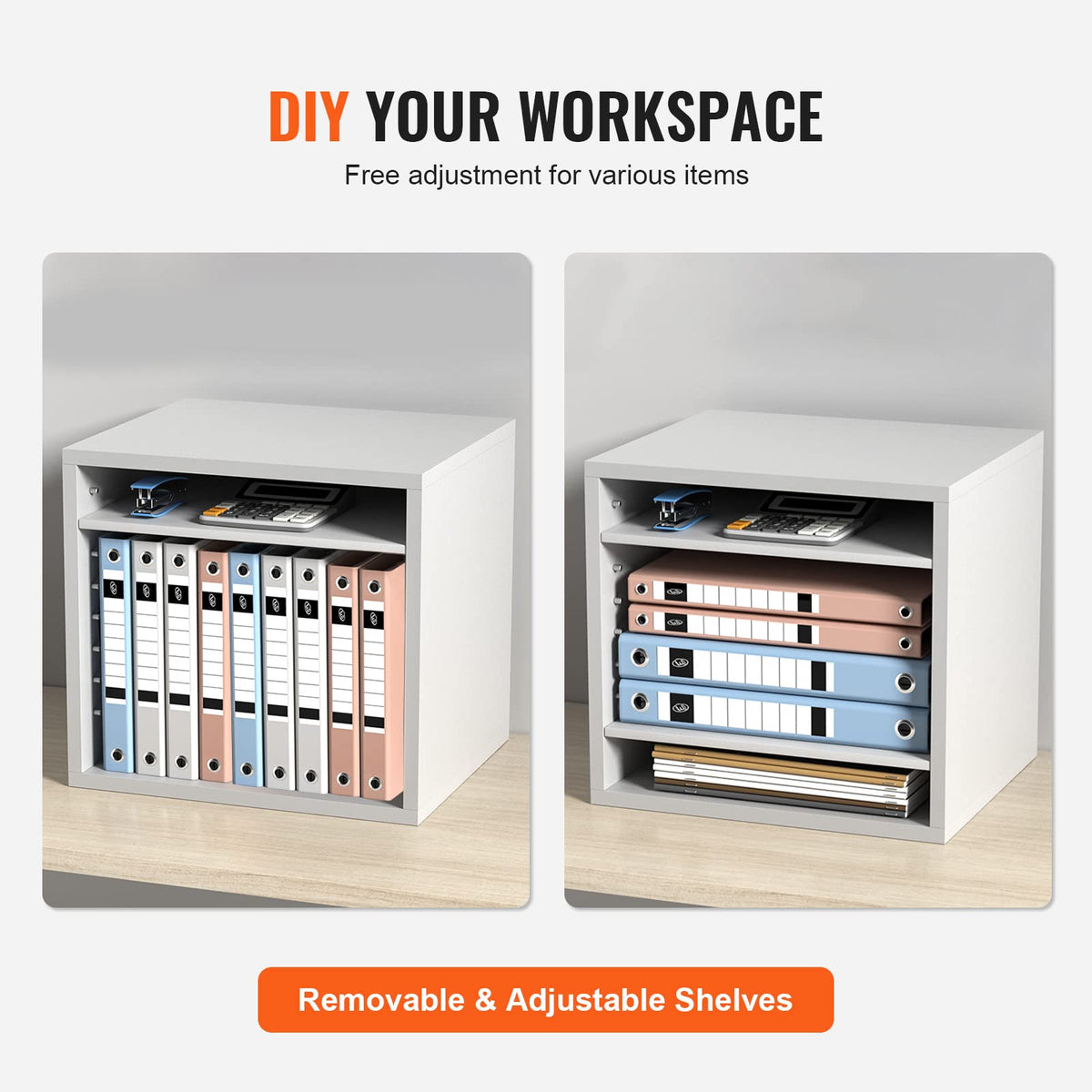 VEVOR Literature Organizers, 5 Compartments Office Mailbox with Adjustable Shelves, Wood Literature