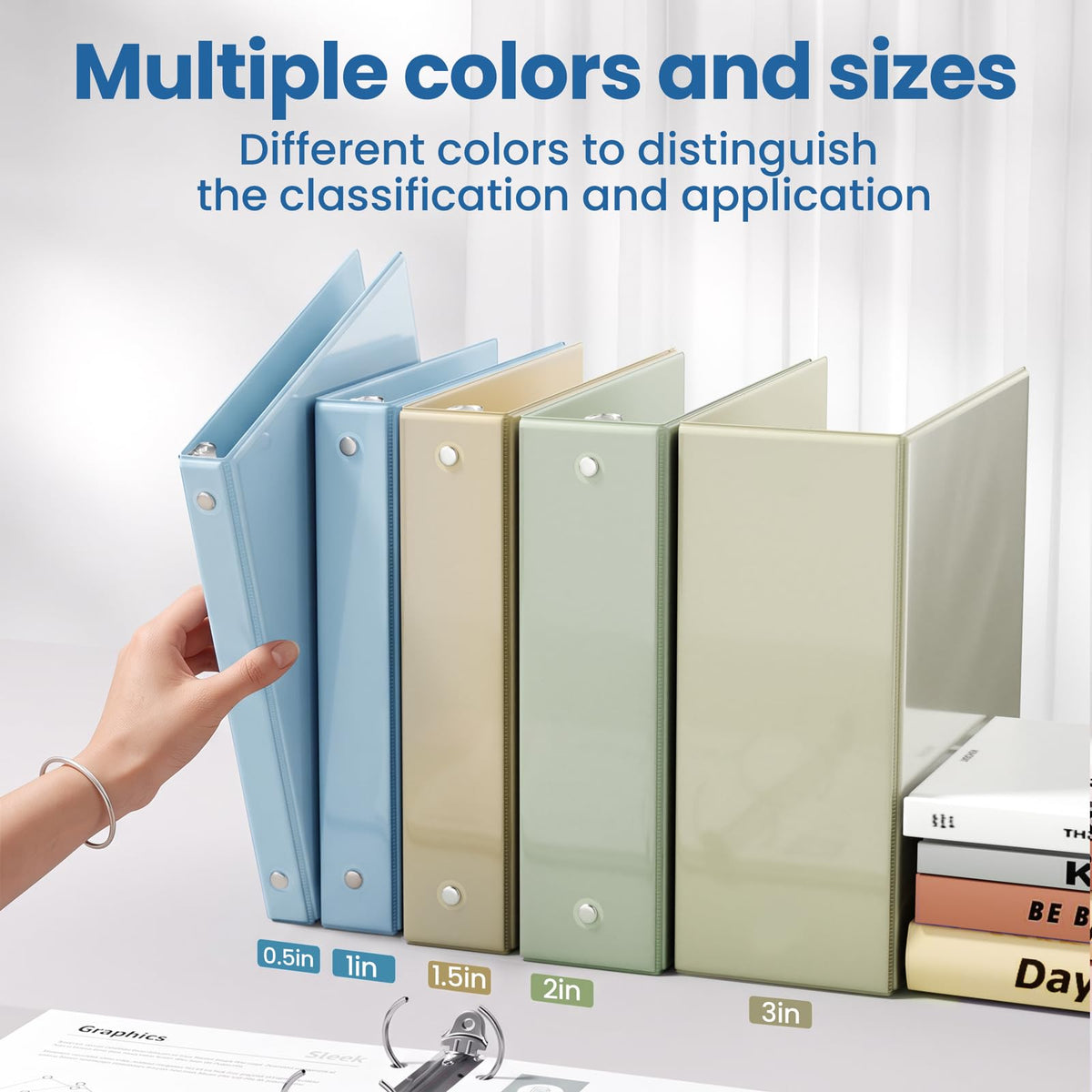 SUNEE 3 Ring Binder 3 Inch 1 Pack, Clear View Binder Three Ring PVC-Free (Fit 8.5x11 Inches) for