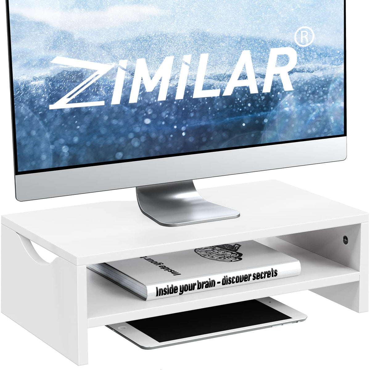 Zimilar Monitor Stand Riser, 2 Tiers Wood Laptop Computer Monitor Riser