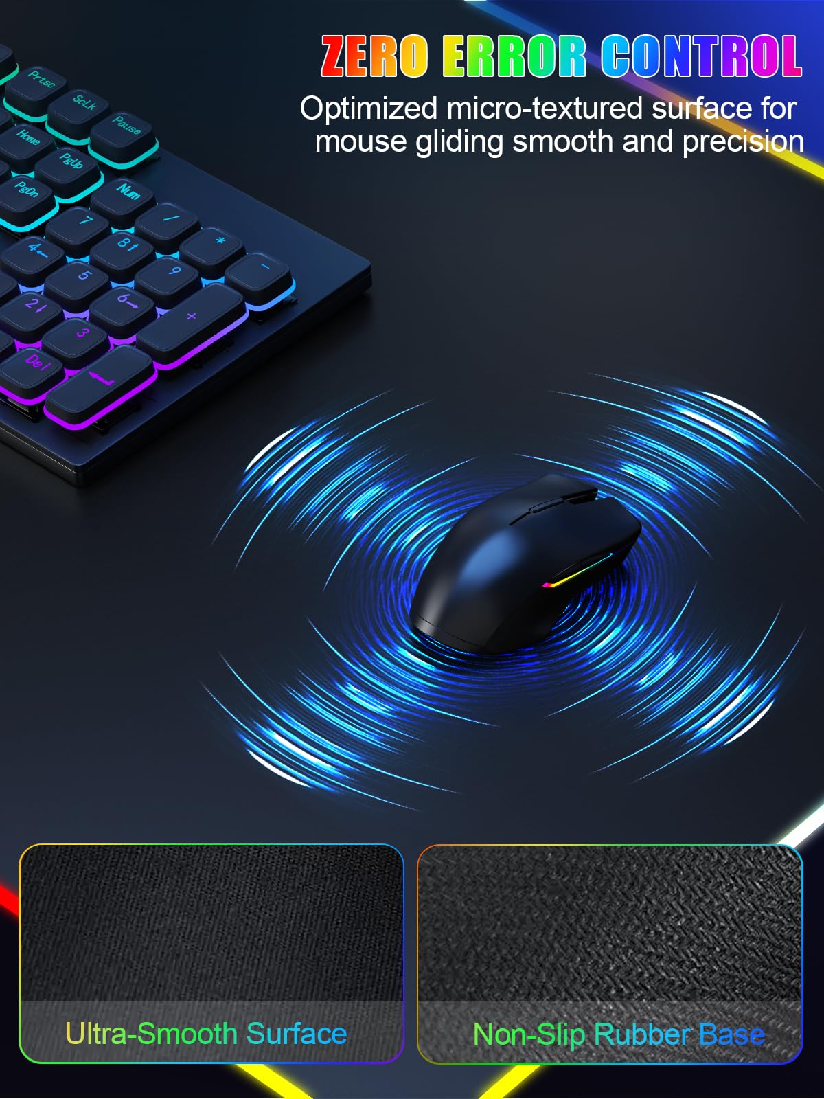 Mouse Pad with Foldable Phone Holder & Wireless Charger, XXL RGB Gaming Mousepad 31.5"x15.8" Large