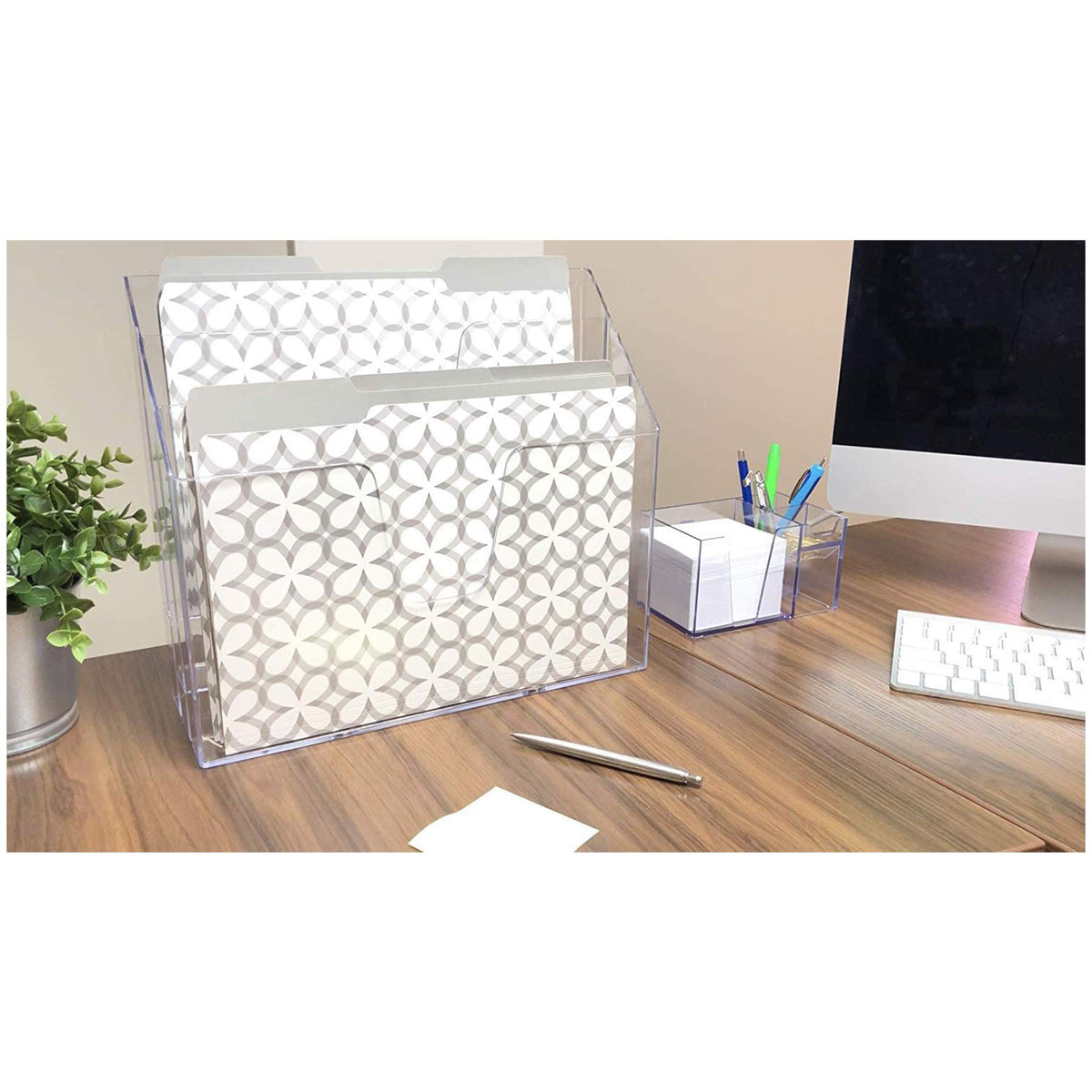 Acrimet Horizontal Triple File Folder Organizer Sorter, Letter Size, Clear