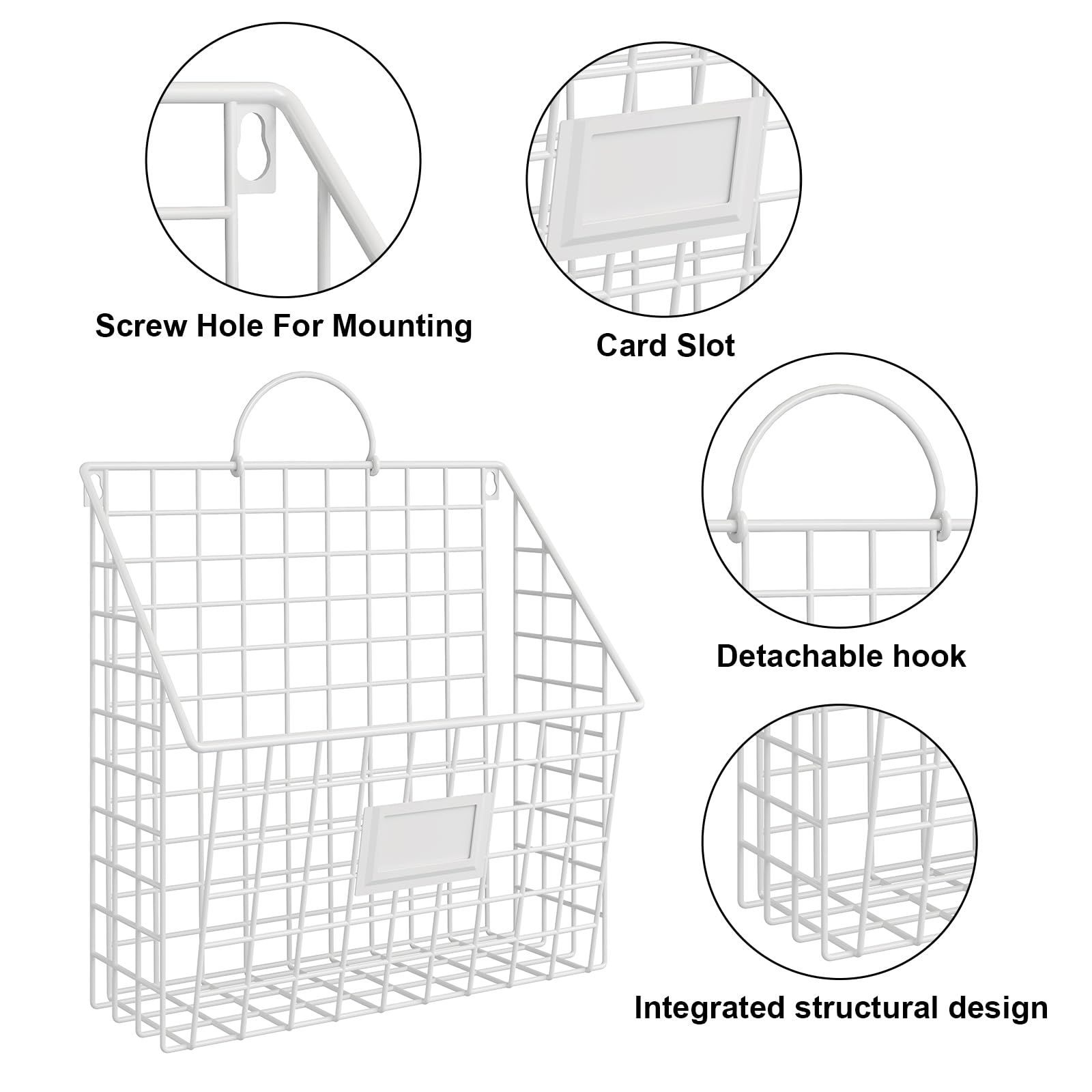 4 Packs Hanging Wall File Organizer with Hooks, Magazine Rack ,Mail Basket