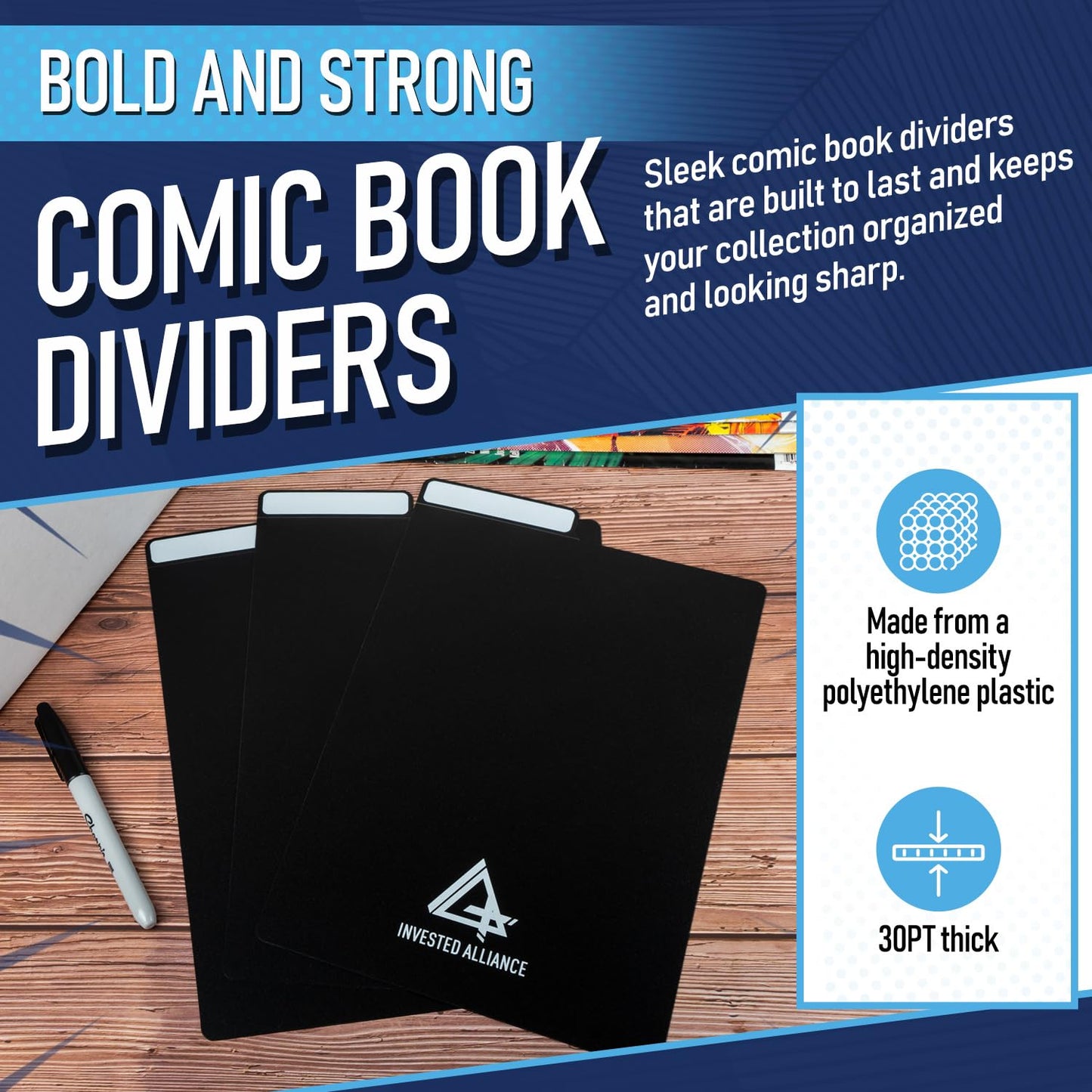 Invested Alliance Bundle Set Premium Short Comic Book Storage Box Organizer with Lid | Thick