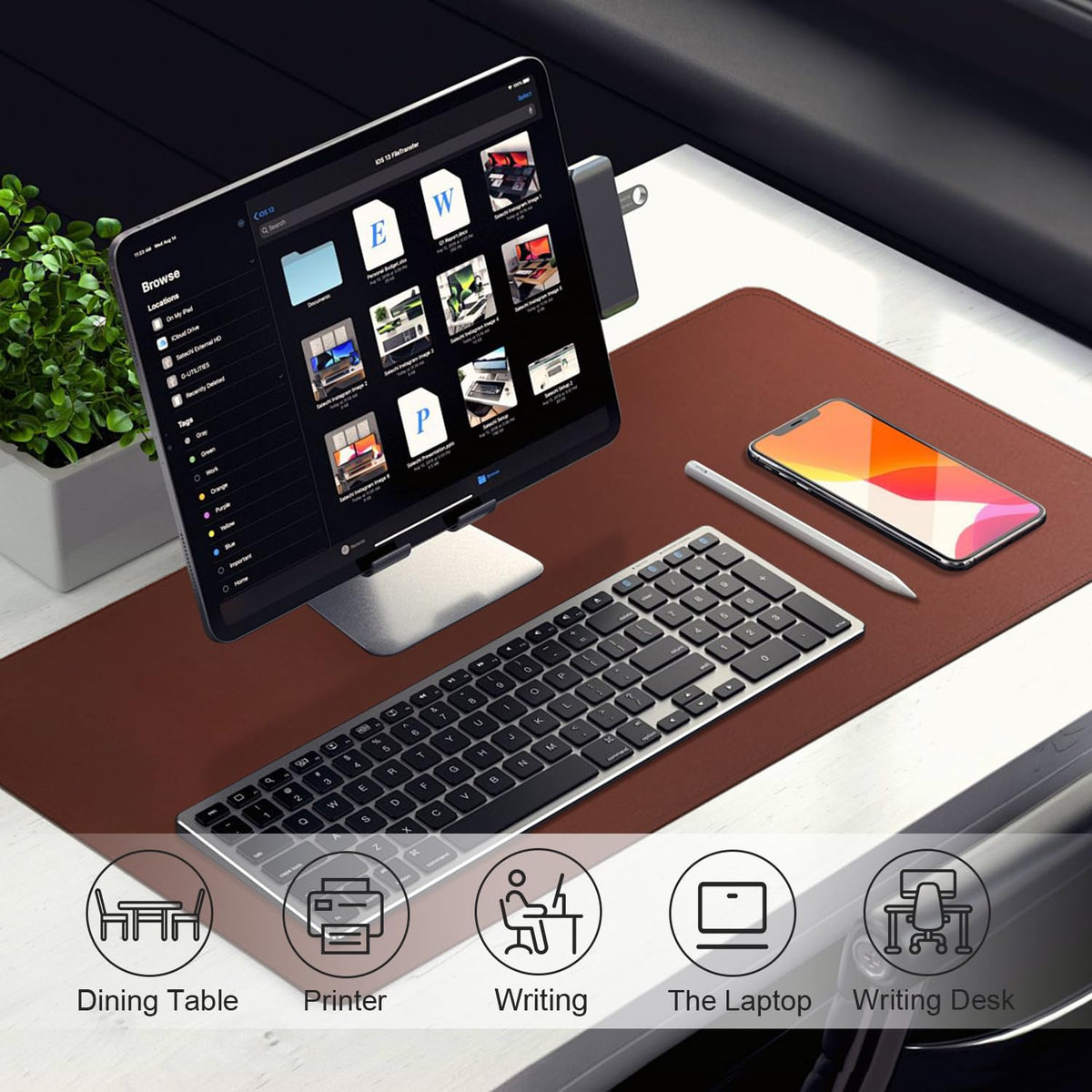 Large Desk Pad Mat, 47.2'' x 23.6'' Computer Mat for Desk, Leather Desk Pad Protector, Suede Sewing