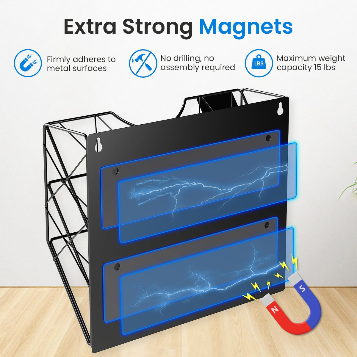 Patvingot Strong Magnetic File Holder, 3-Tier No-Drill Organizer