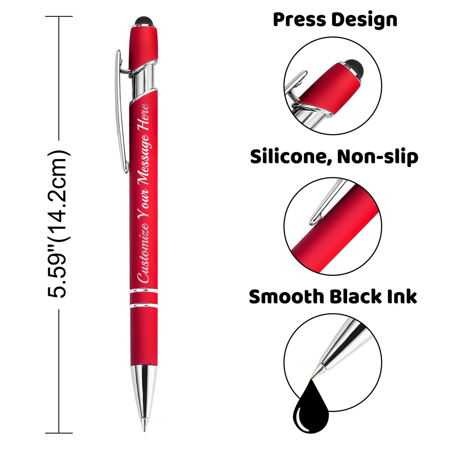 GIFTSDIY Personalized Pens with Stylus,Custom Engraving Ballpoint Pens,Imprinted with Your Logo or