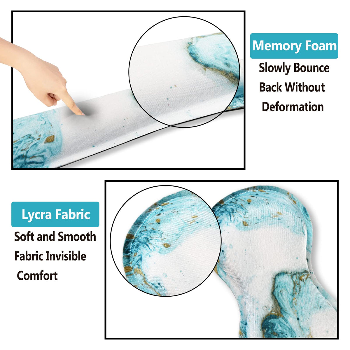 ARTSO Keyboard Wrist Rest and Mouse Pad with Wrist Support Set Ergonomic Coaster, Memory Foam