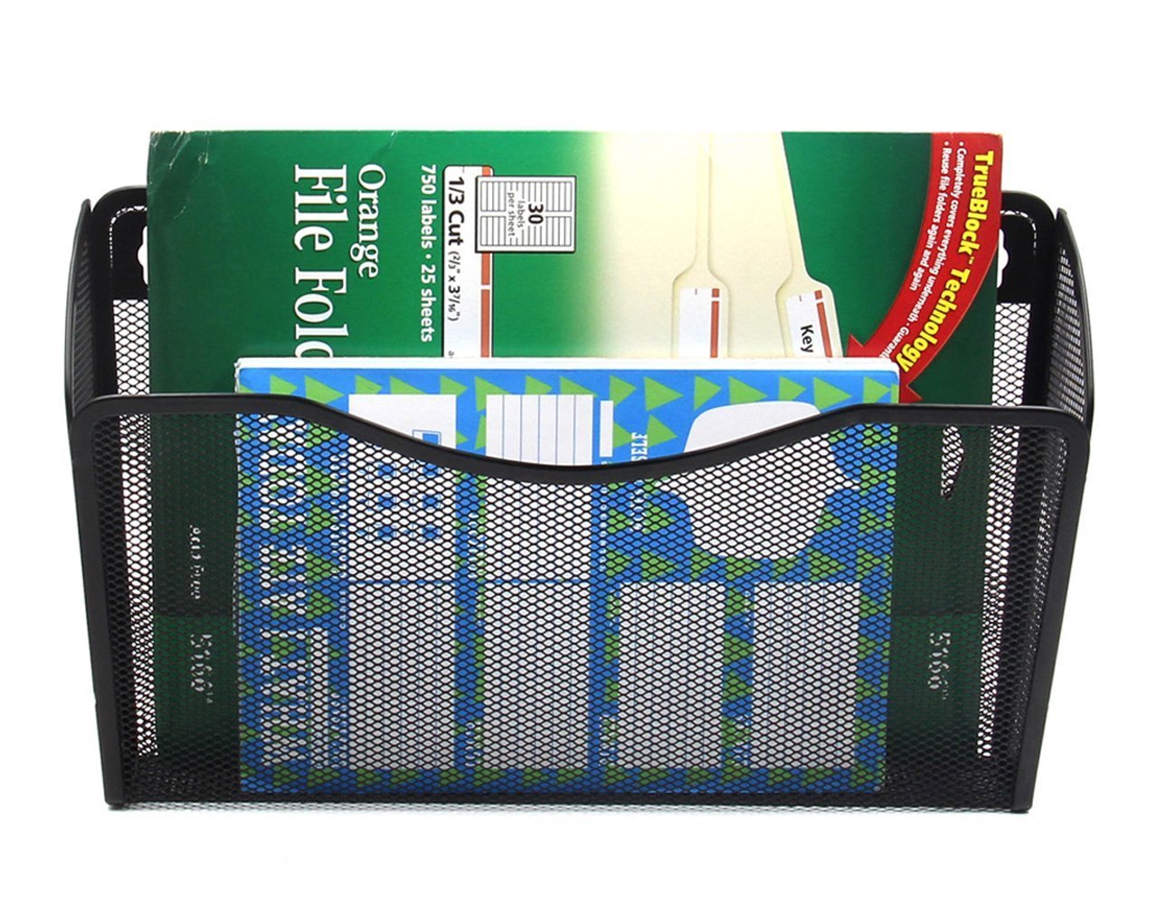 EASEPRES 3 Single Pocket Mesh Hanging File Organizer, Vertical Wall Mounted Magazine File Holder