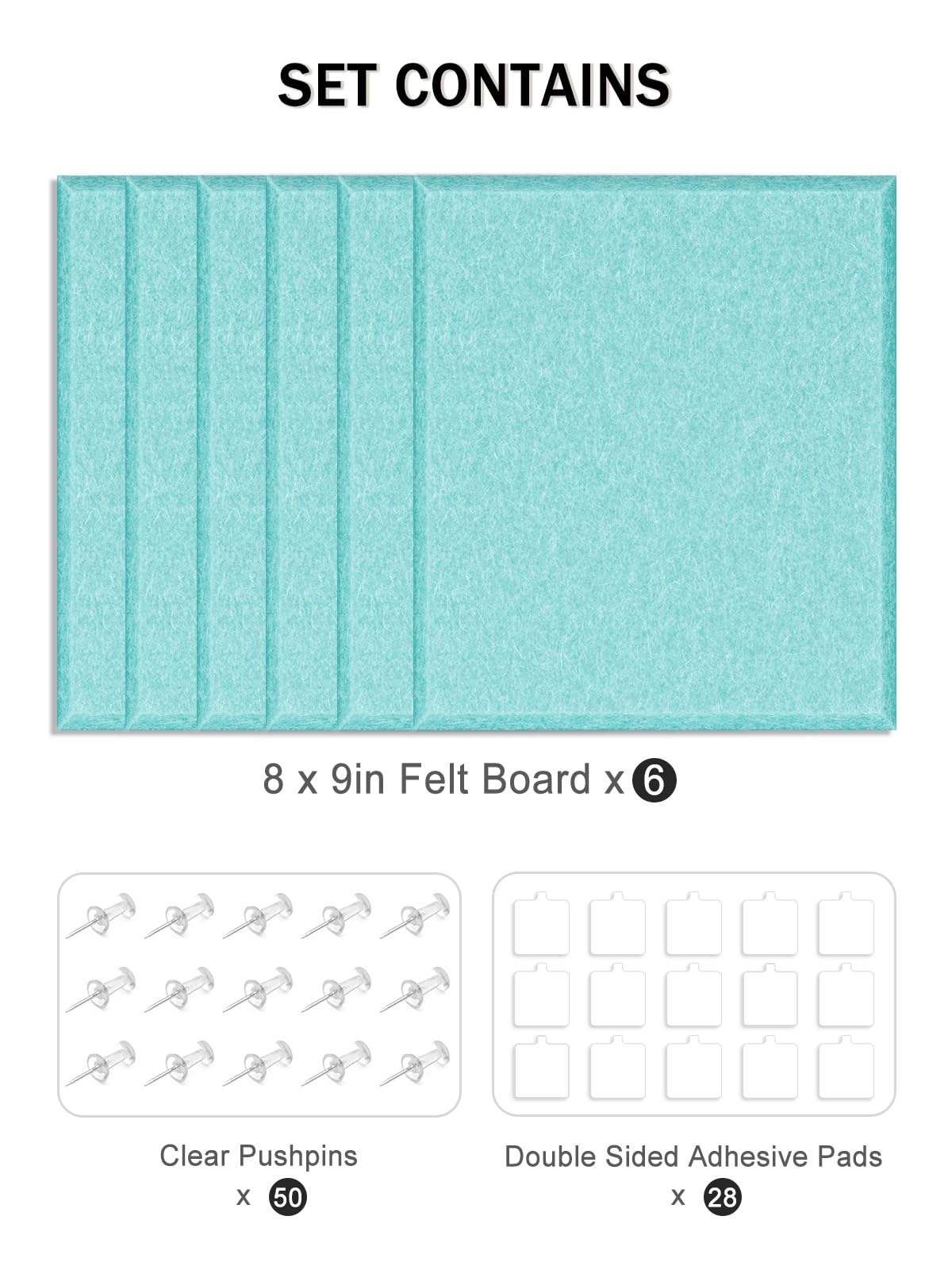 Hsurbtra Cork Board for Wall 24 x 18 Inch, 6 Pack Felt Bulletin Notice Board with Pushpins for