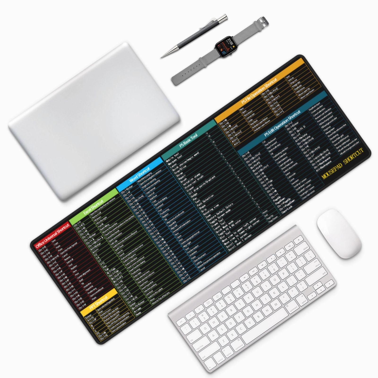 Office Computer Power Point PPT Excel Word Ps Shortcuts Keys Gaming Mouse Pad 31.5 X 11.8 Inch XL