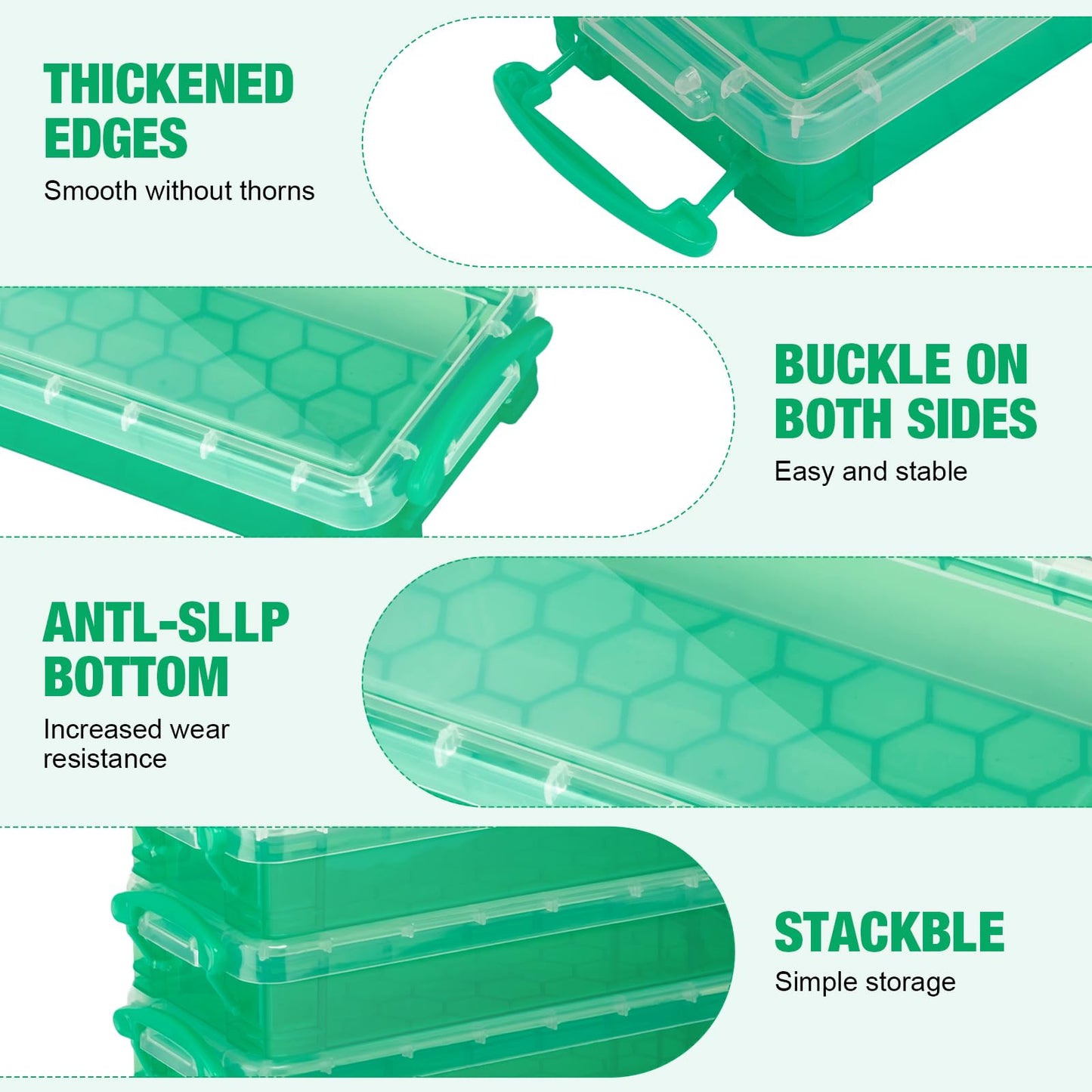 Gueevin Pencil Box Clear Plastic Pencil Case, Green, 24 Pcs