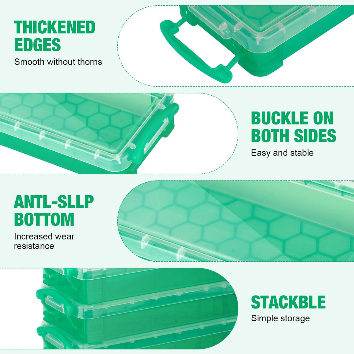 Gueevin Pencil Box Clear Plastic Pencil Case, Green, 24 Pcs