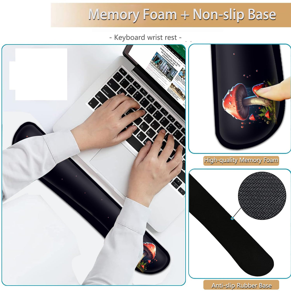 Keyboard Wrist Rest and Mouse Pad Wrist Support Set, Ergonomic Gel Mouse Pad Wrist Rest with