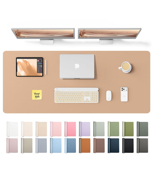 YSAGi Leather Desk Pad Protector, Office Desk Mat, Large Mouse Pad, Non-Slip PU Leather Desk