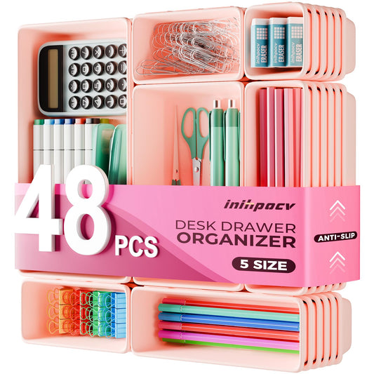 inihpocv [ 48PCS & 5 Sizes ] Tool Box Organizer Tray, Toolbox Drawer Organizer with Non-Slip Pads